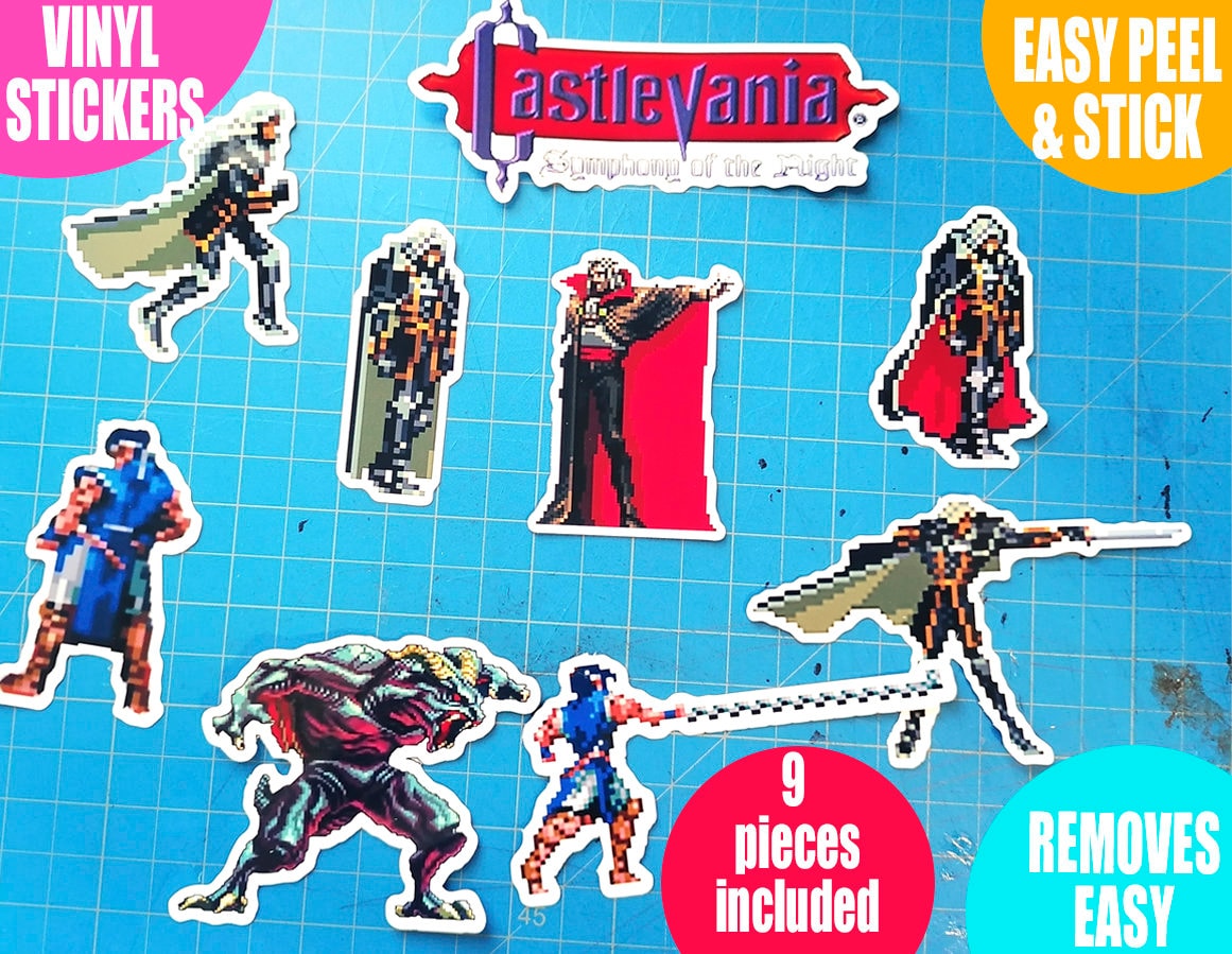 Castlevania Video game stickers for Gamers | Handmade Wall Art | Unique Gaming Gift | Retro Video Game Decor | Gaming Room | Classic Games