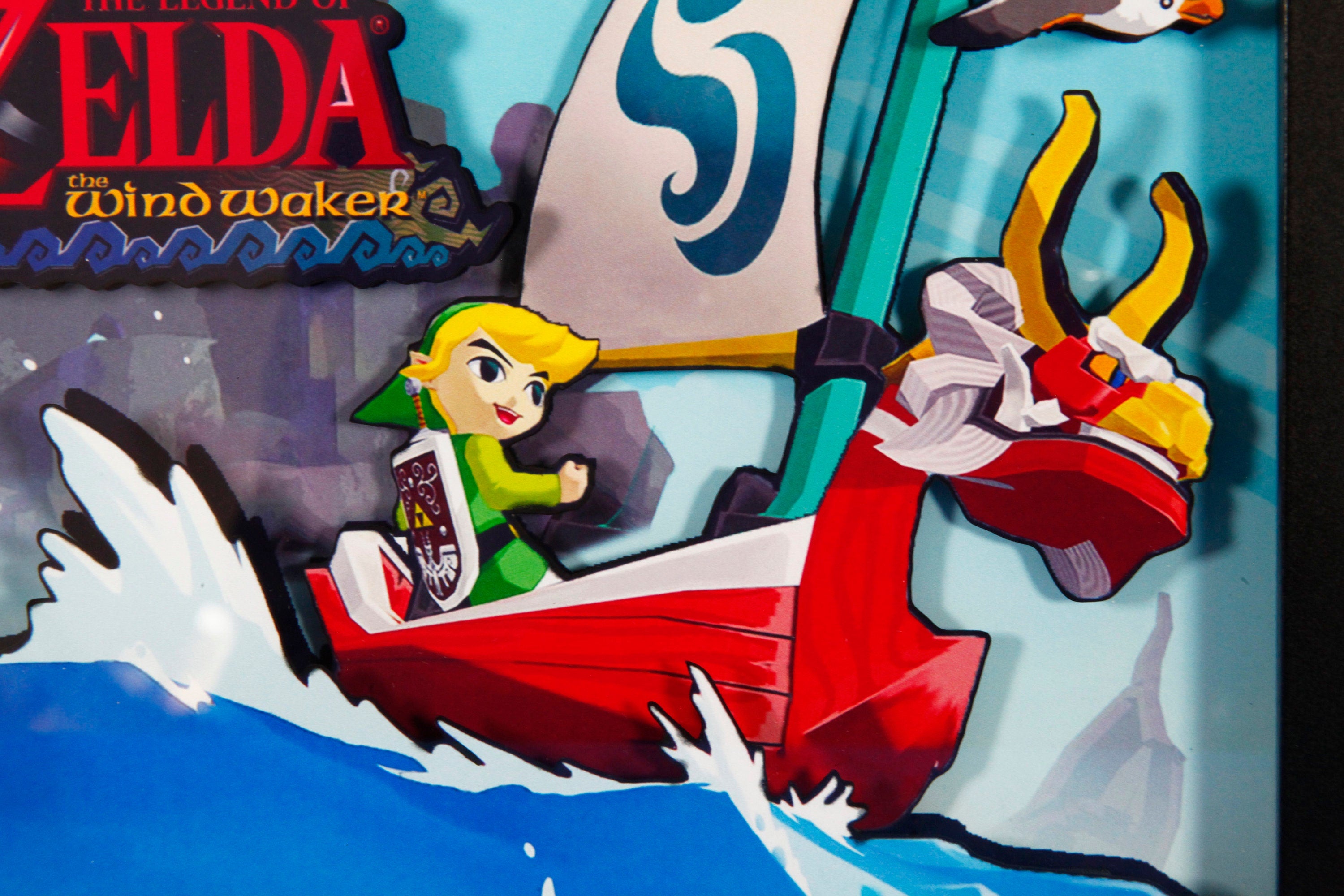 Legend of Zelda, Windwaker, 3D shadow box, video game decor, gaming art, collector's item