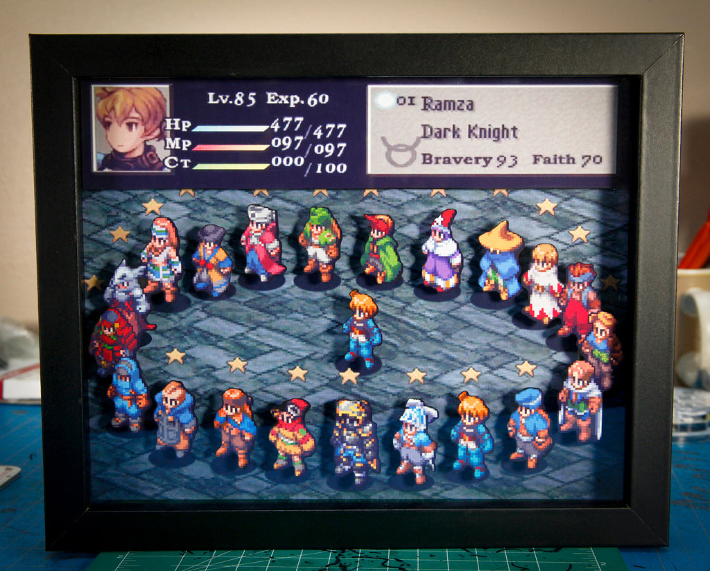 Final Fantasy Tactics 3D Shadow Box •  Handmade Diorama • Handmade Gift • Video game Art • Video game Gifts