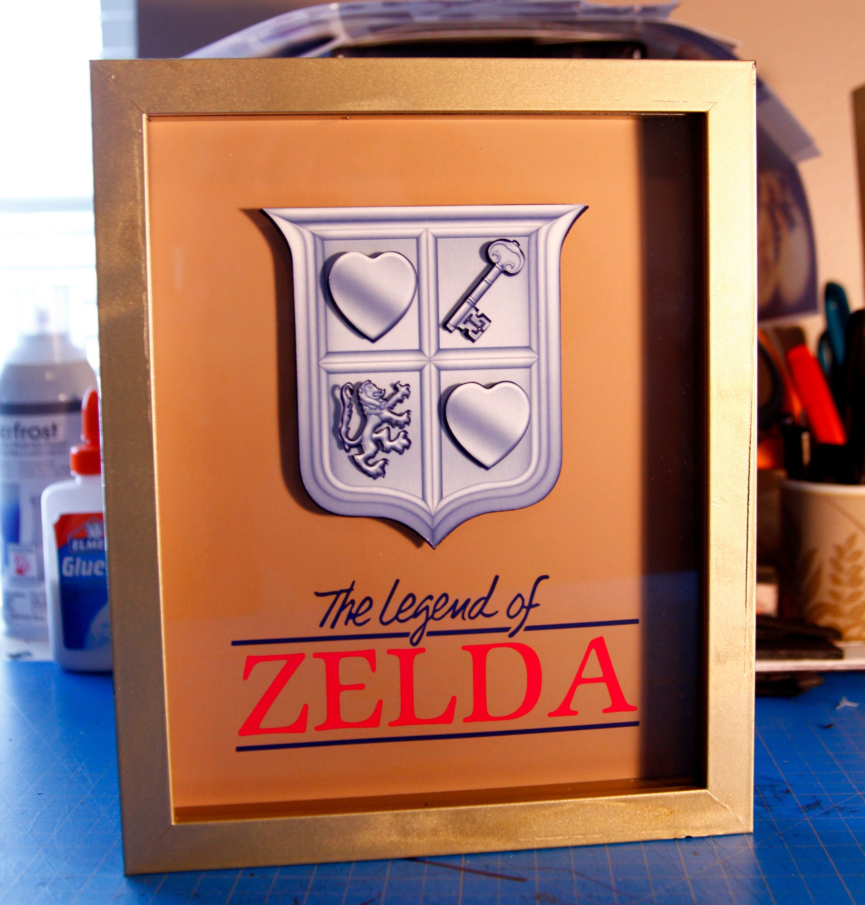 Legend of Zelda Nes Gold Videogame Shadowbox