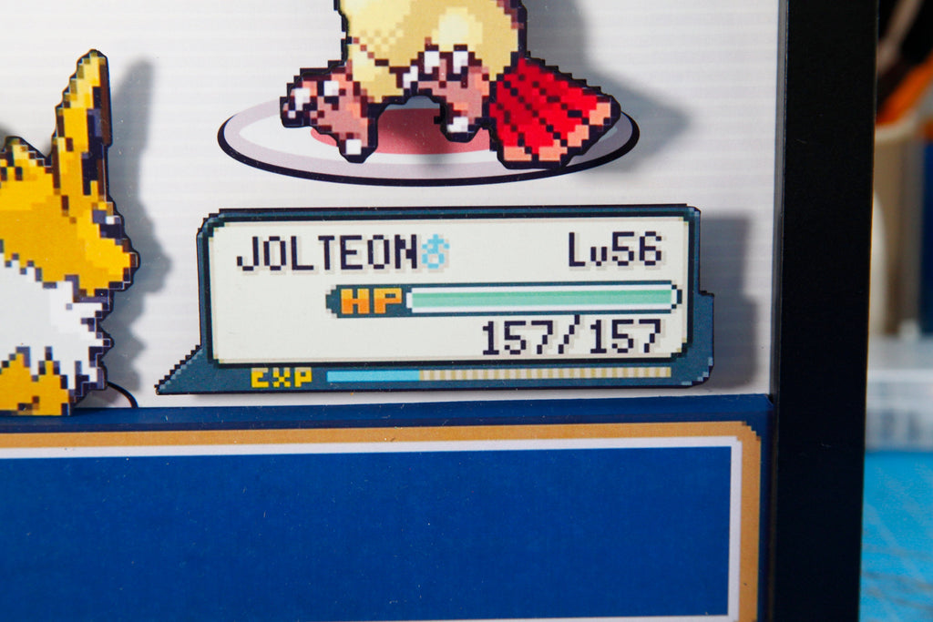 Pokemon Jolteon vs. Pidgeot 3d shadow box diorama