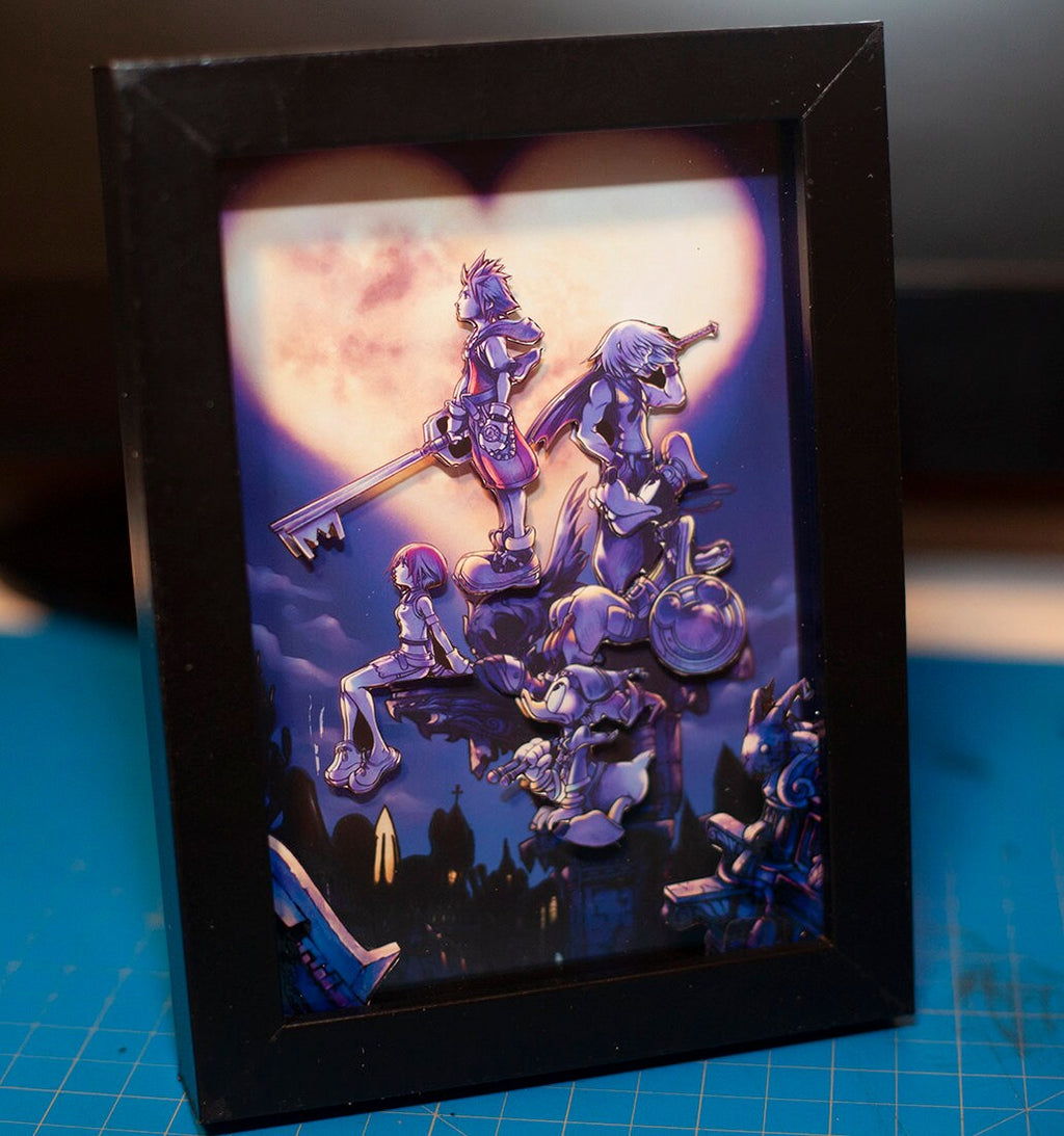 Kingdom Hearts Shadowbox Diorama Video game Night light, Video game Lightbox, Amazing gift for birthday, Christmas, Shade Lamp