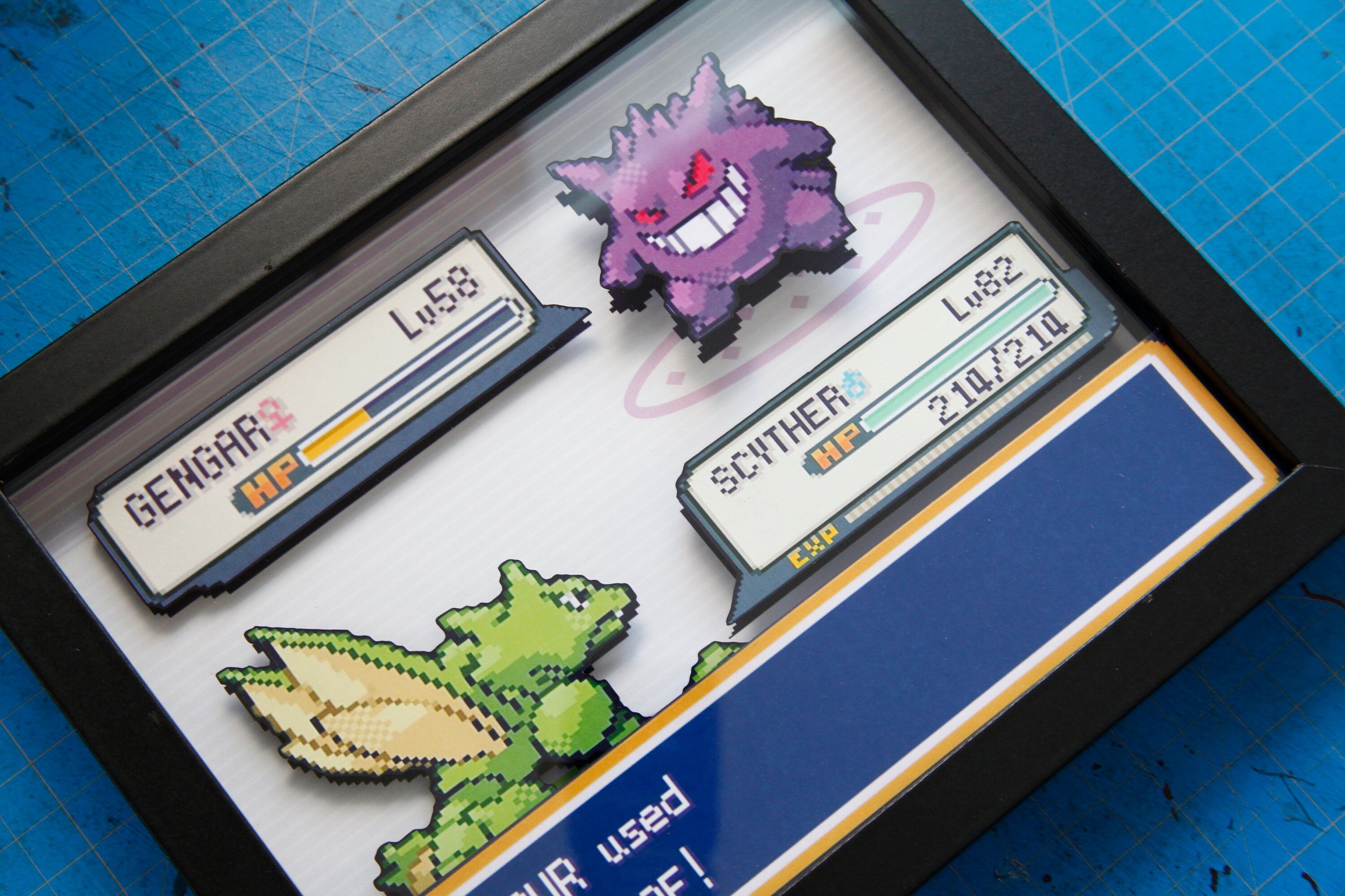 Pokemon Gengar vs Ivysaur 3d shadow box diorama