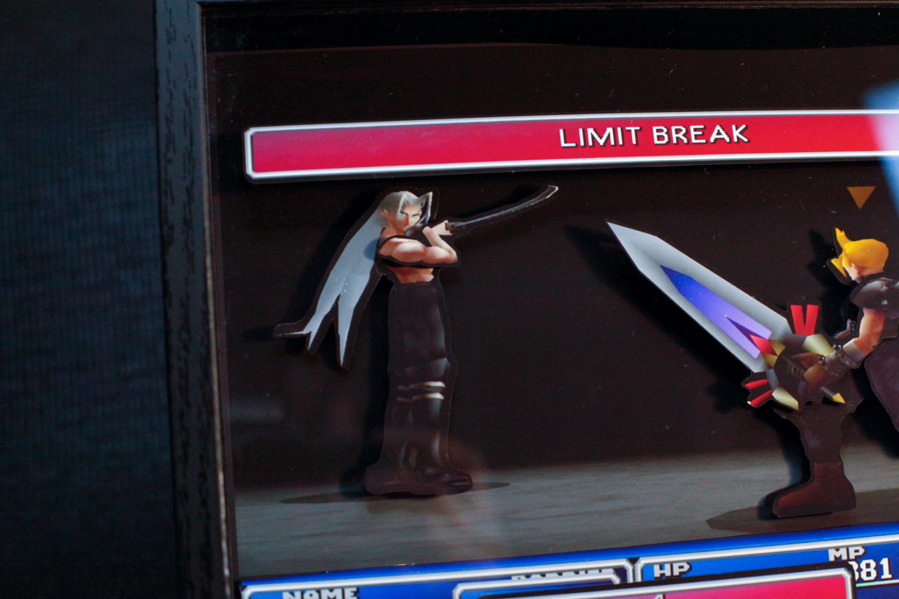 Final Fantasy VII Cloud vs. Sephiroth: Omnislash 3D Shadow Box•  Handmade Diorama • Handmade Gift • Video game Art • Video game Gifts
