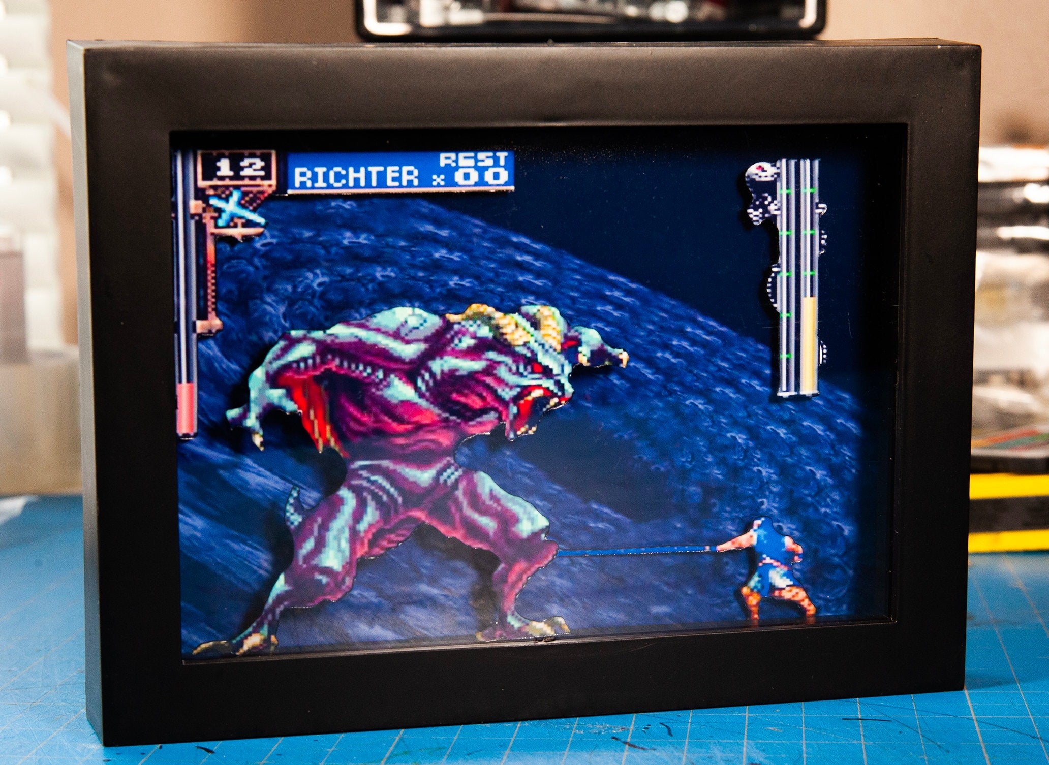 Castlevania Symphony of The Night 3D Shadowbox | Retro games| Unique gifts| Unique game ideas |Handmade art| video game art | Gift ideas