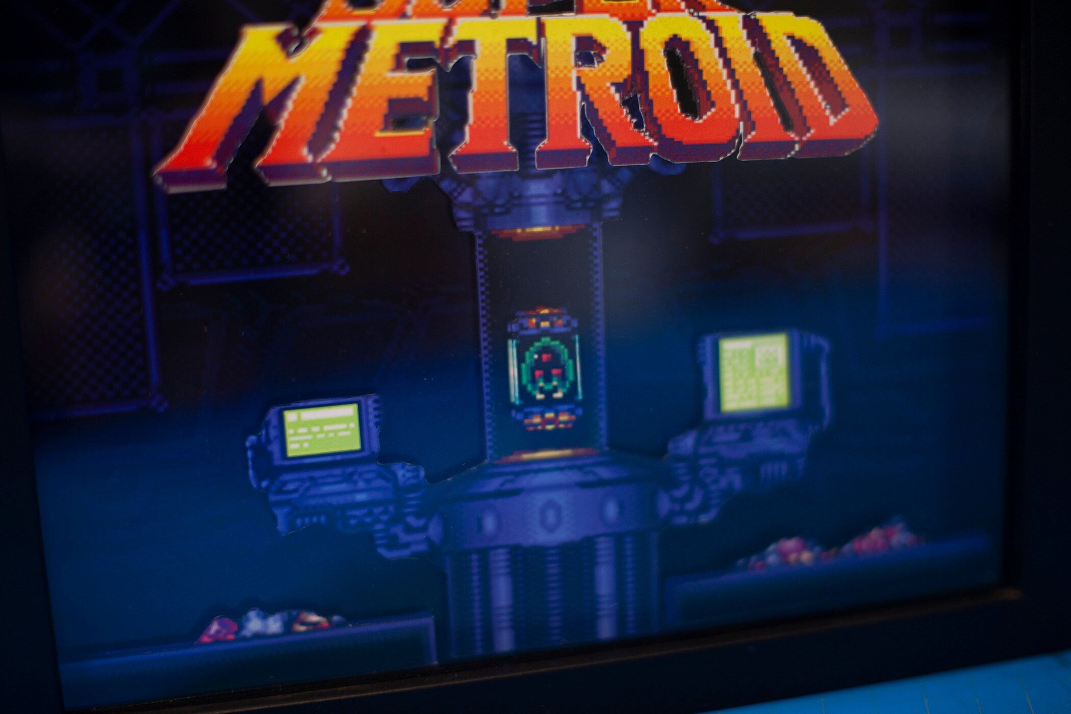 Super Metroid Title Screen Videogame Shadowbox