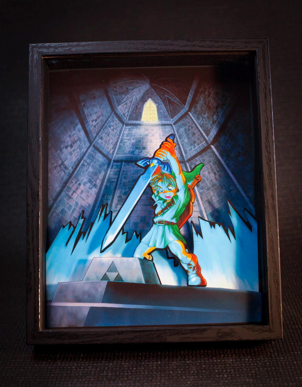 The Legend of Zelda: Ocarina of Time – Temple of Time Sword Pull • 3D Shadow Box • Handmade Gift • Video game Art • Video game Gifts