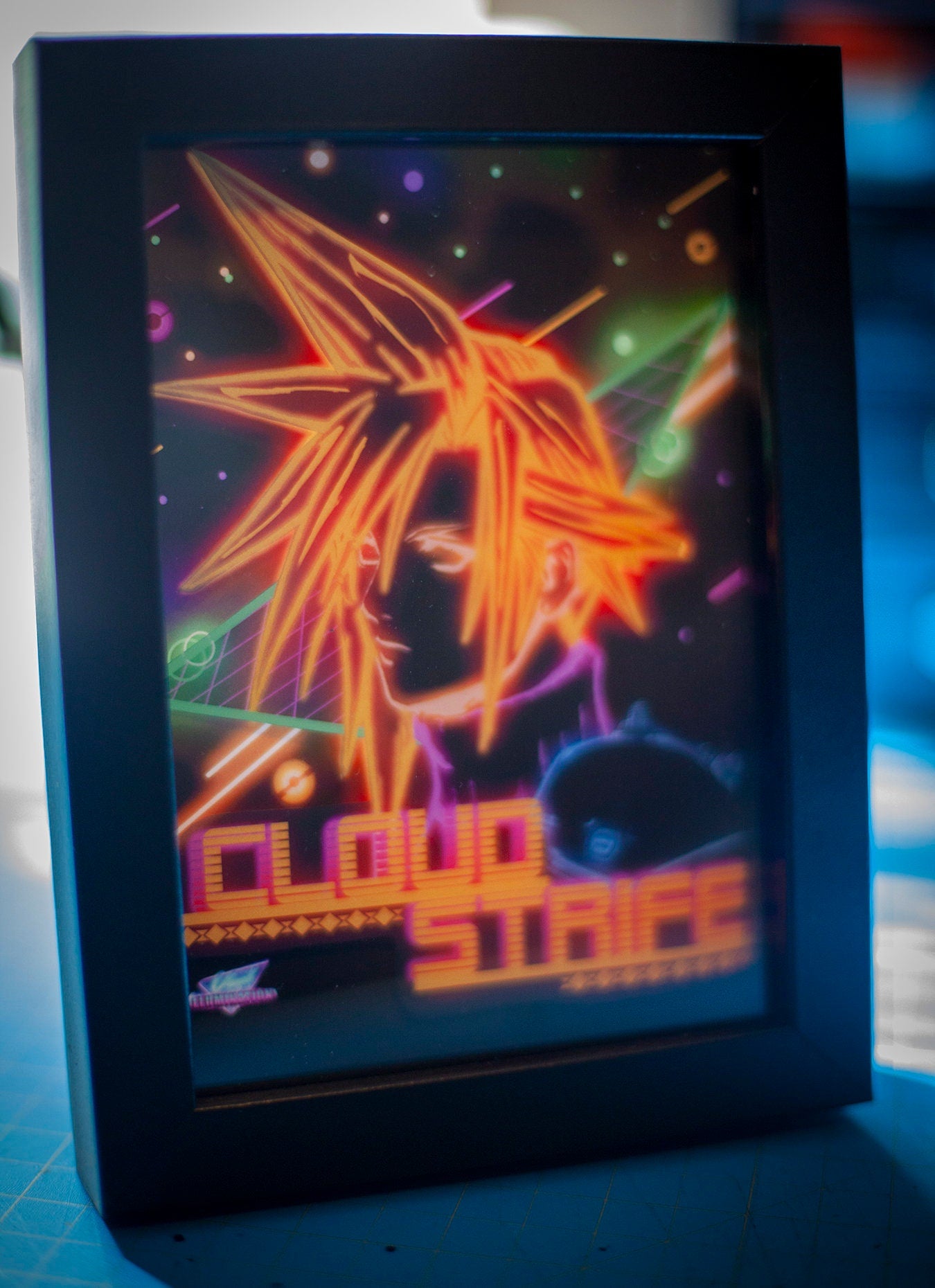 Final Fantasy 7 Cloud, LED Shadowbox Diorama