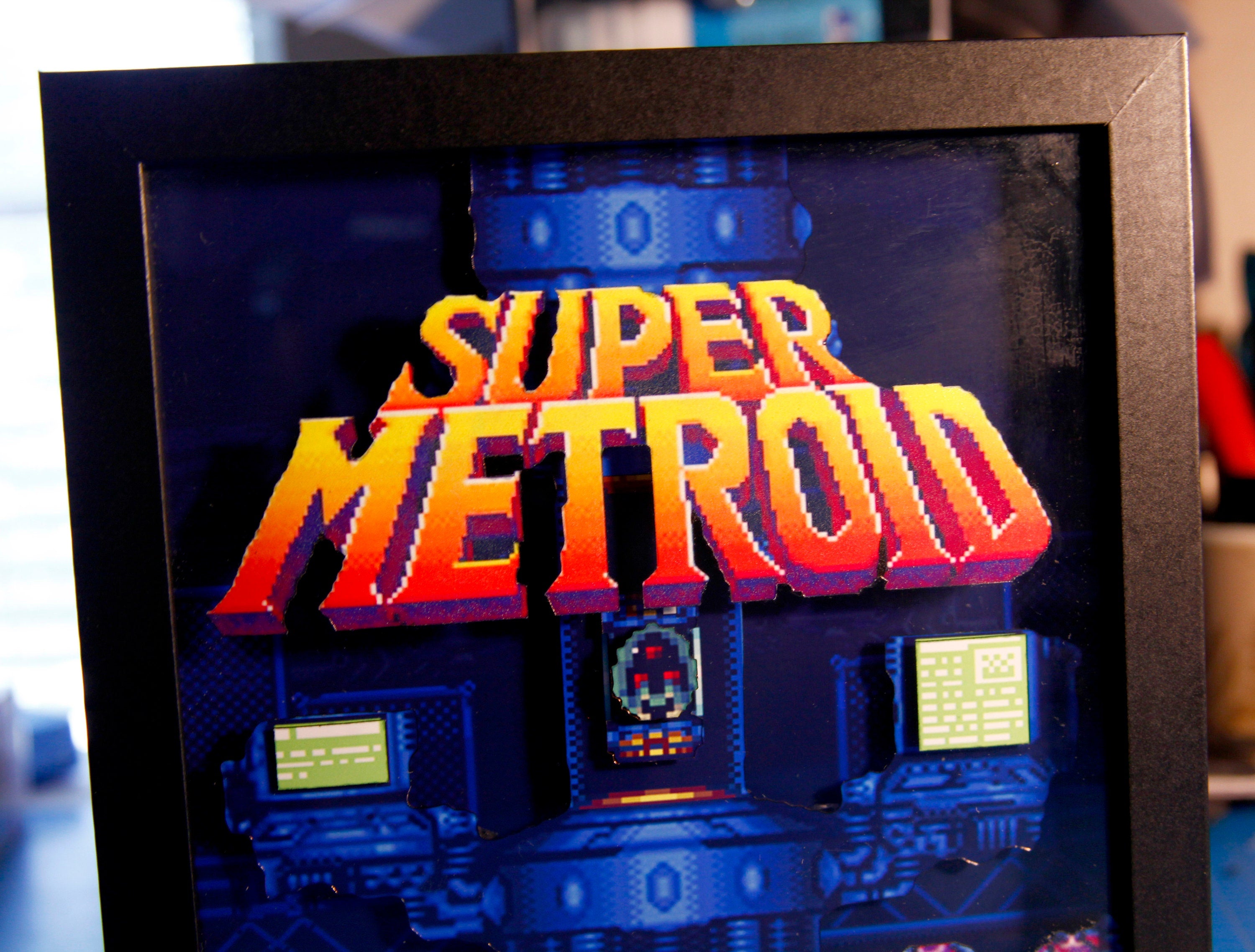 Super Metroid Title Screen Videogame Shadowbox