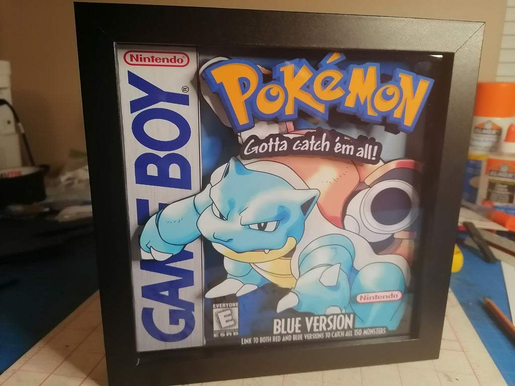 Pokemon Yellow, blue, and red shadowbox 3 pack