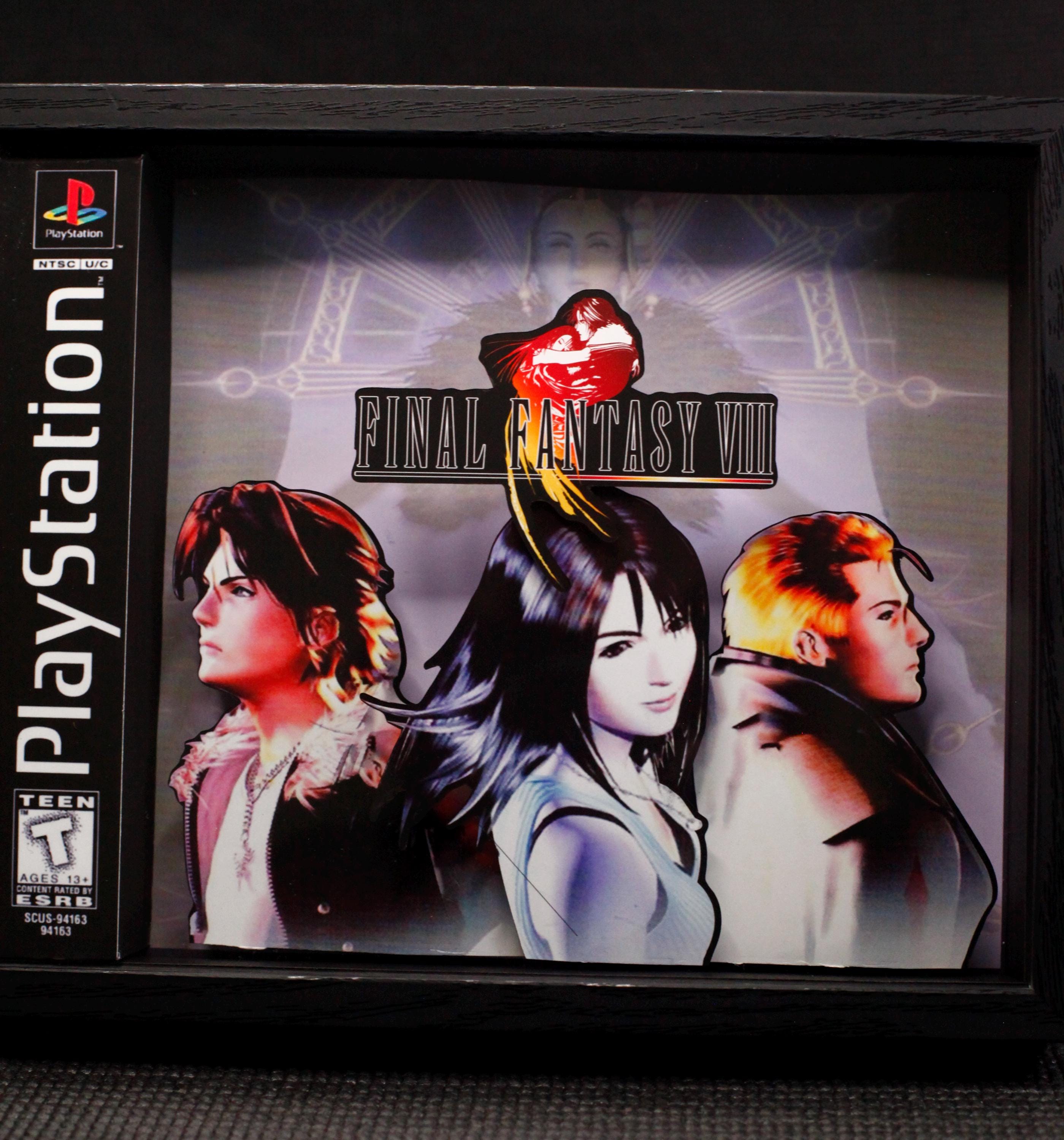 Final Fantasy VIII Cover Art- 3D Shadow Box for Gamers | Handmade Wall Art | Unique Gaming Gift | Retro Video Game Decor