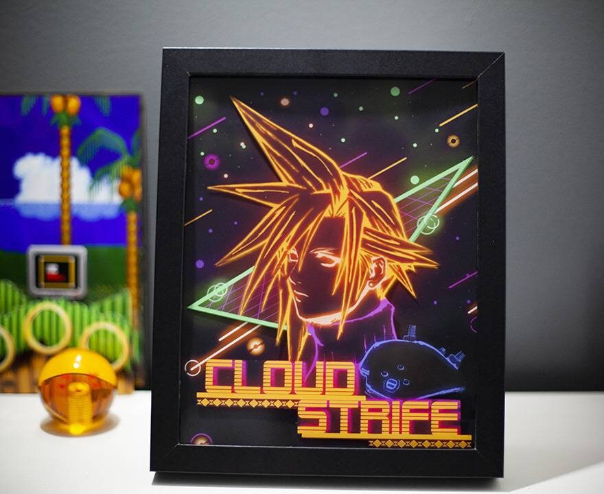 Final Fantasy 7 Cloud, LED Shadowbox Diorama
