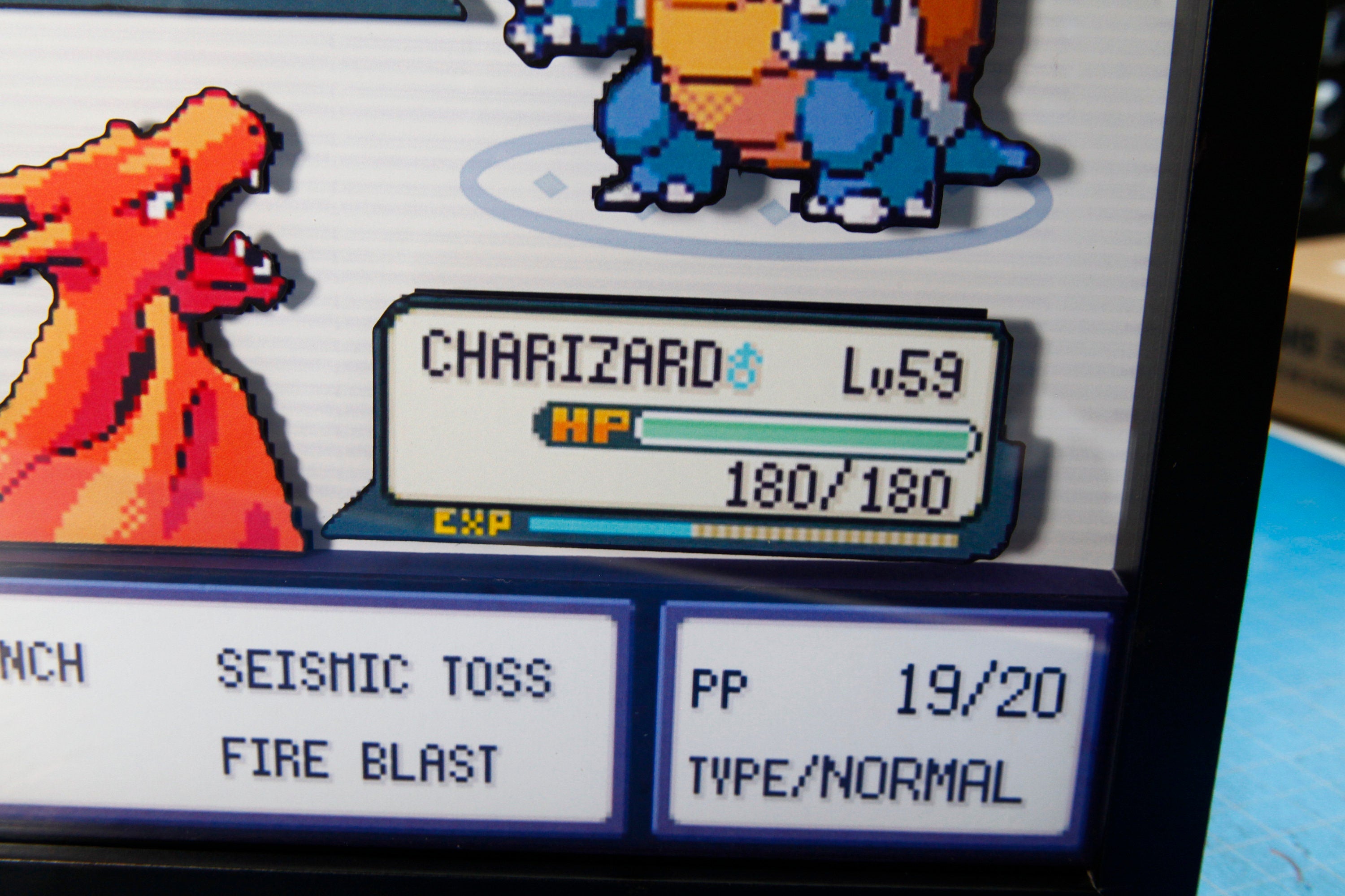 Pokemon Charizard vs. Blastoise 3d shadow box diorama