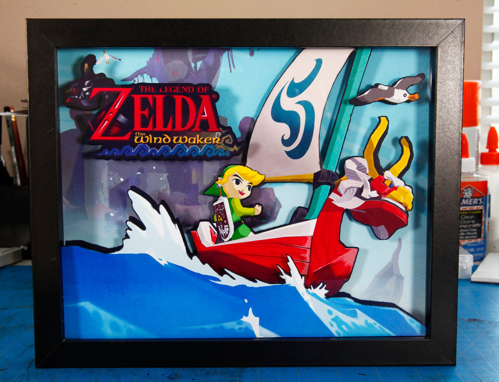 Legend of Zelda, Windwaker, 3D shadow box, video game decor, gaming art, collector's item