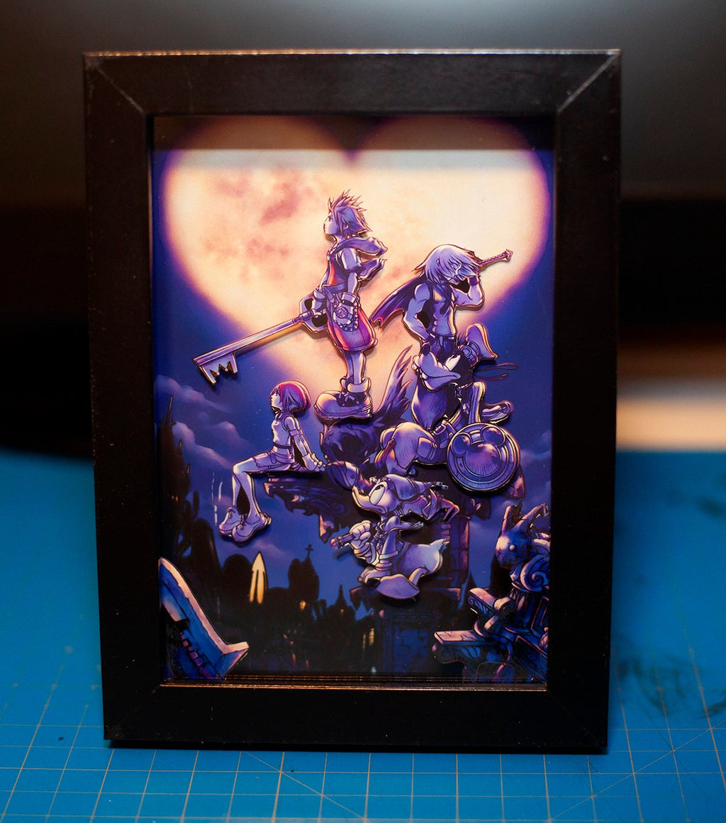 Kingdom Hearts Shadowbox Diorama Video game Night light, Video game Lightbox, Amazing gift for birthday, Christmas, Shade Lamp