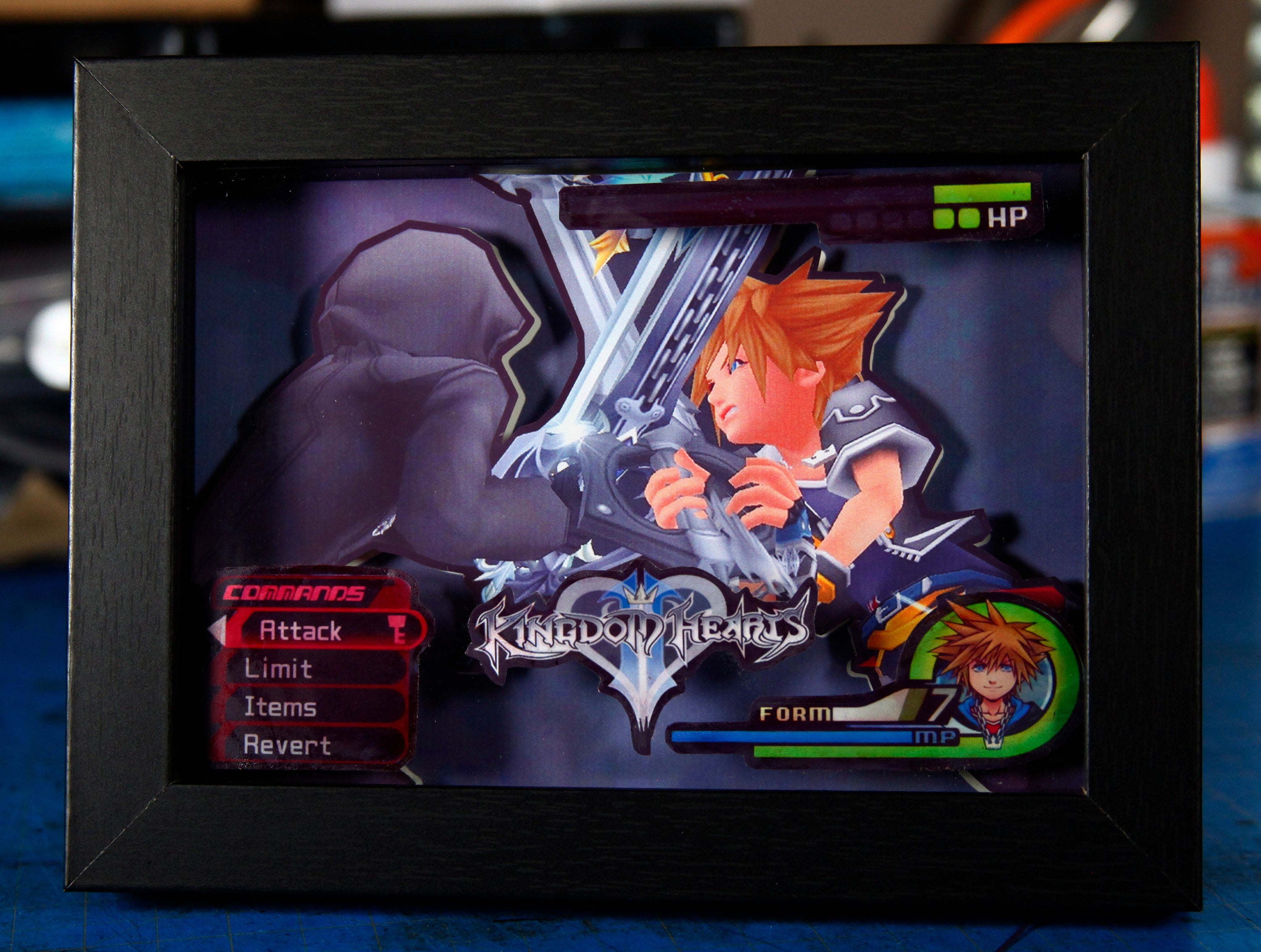 New!! Kingdom Hearts Shadowbox Sora vs. Roxas Kingdom Hearts 3d shadowbox illuminated wall art| videogame shadowbox|gifts for him and her|