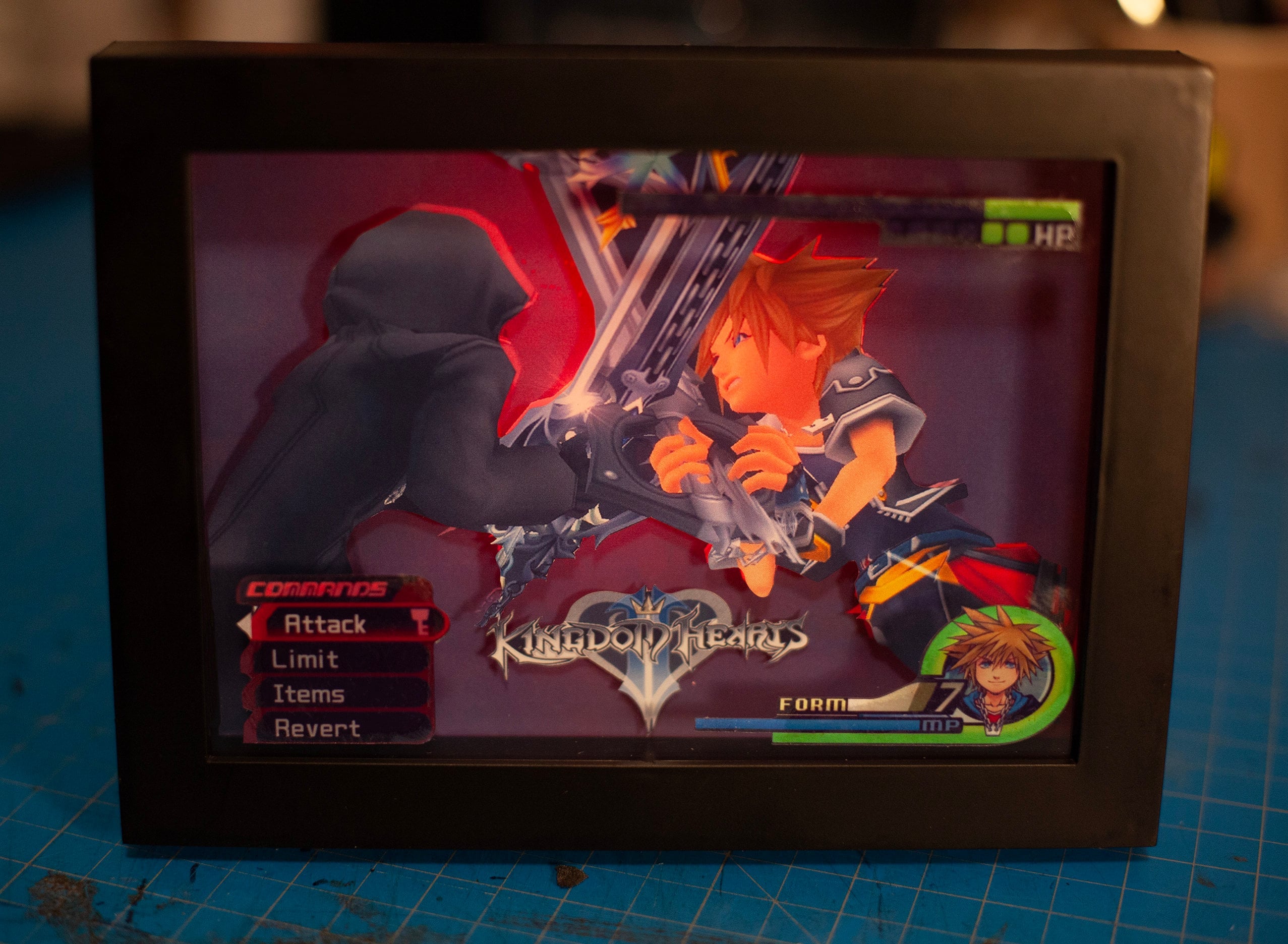 New!! Kingdom Hearts Shadowbox Sora vs. Roxas Kingdom Hearts 3d shadowbox illuminated wall art| videogame shadowbox|gifts for him and her|