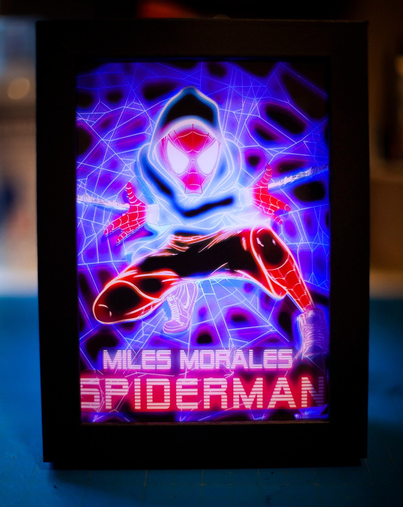 Spiderman Miles Morales  LED Shadowbox Diorama