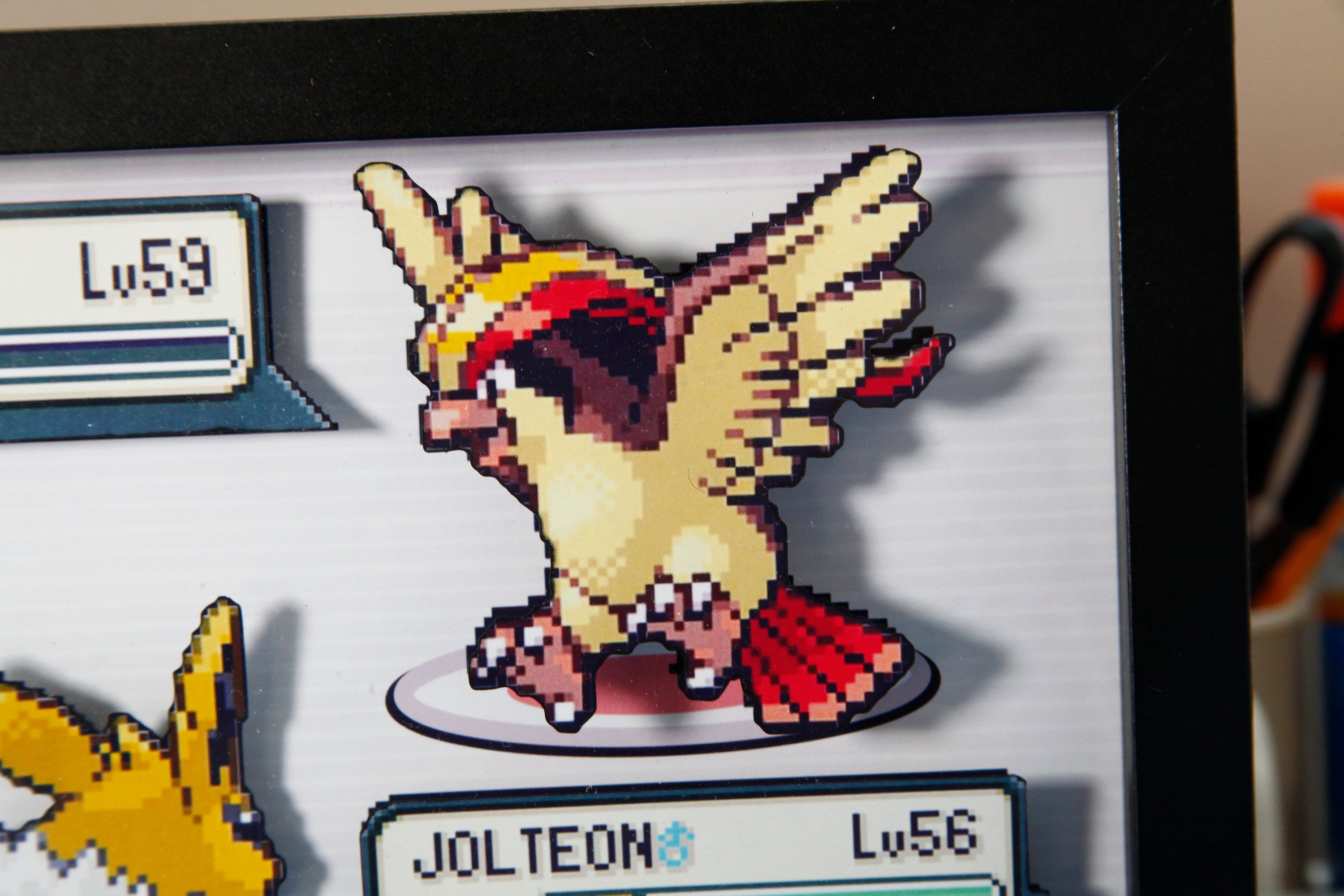 Pokemon Jolteon vs. Pidgeot 3d shadow box diorama
