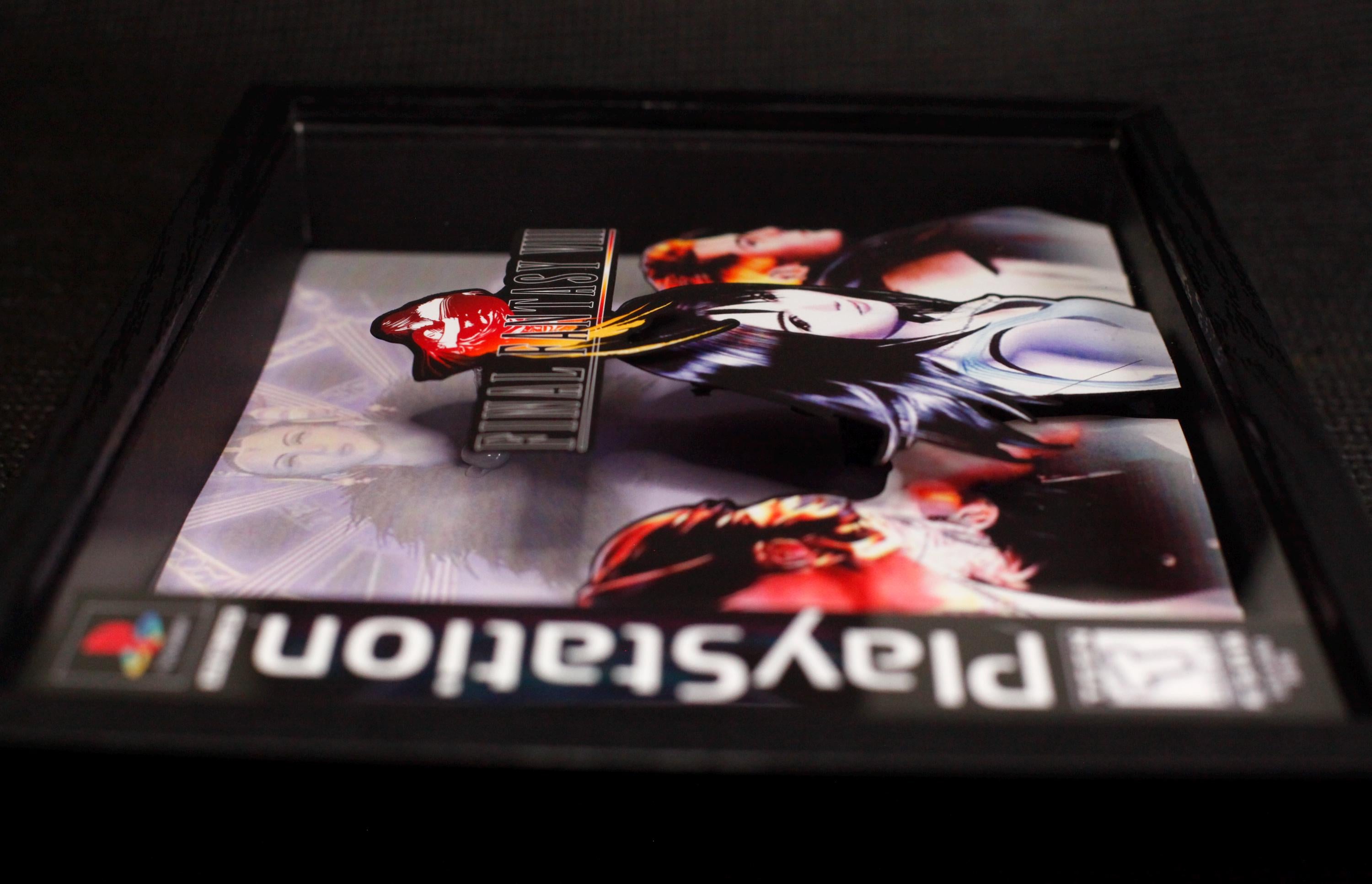 Final Fantasy VIII Cover Art- 3D Shadow Box for Gamers | Handmade Wall Art | Unique Gaming Gift | Retro Video Game Decor