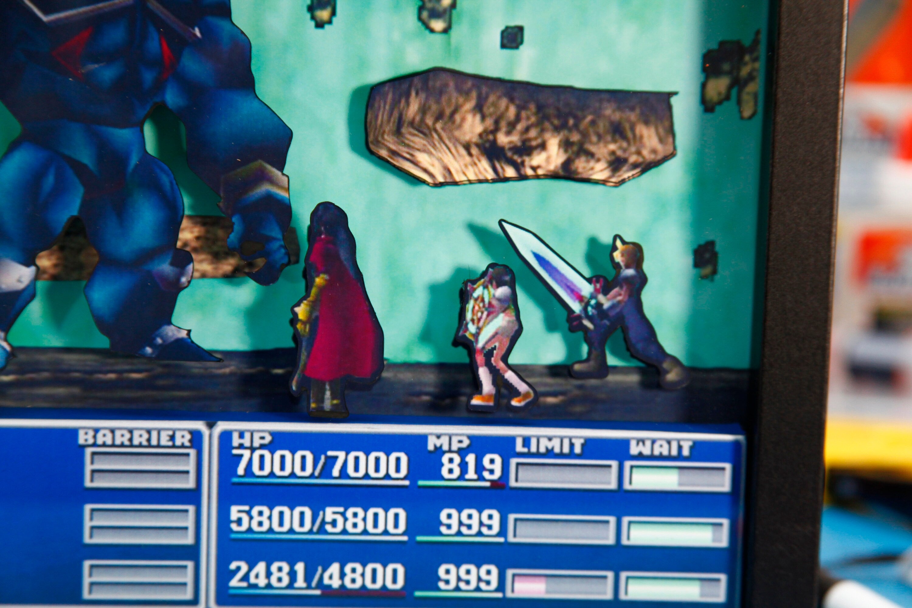 Final Fantasy VII Boss Battle - 3D Shadow Box for Gamers | Handmade Wall Art | Unique Gaming Gift | Retro Video Game Decor