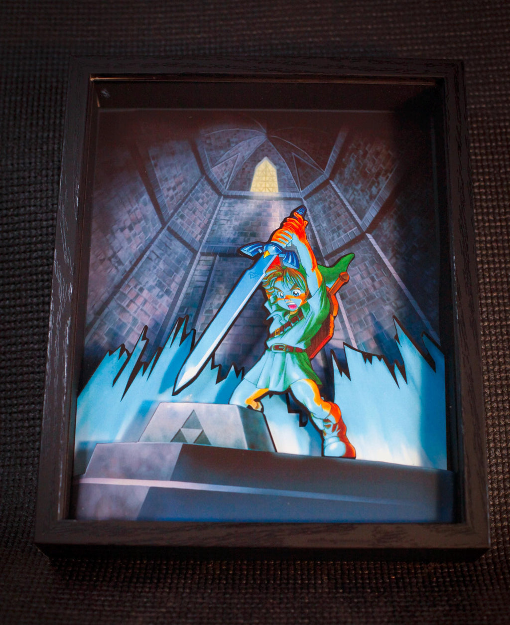 The Legend of Zelda: Ocarina of Time – Temple of Time Sword Pull • 3D Shadow Box • Handmade Gift • Video game Art • Video game Gifts