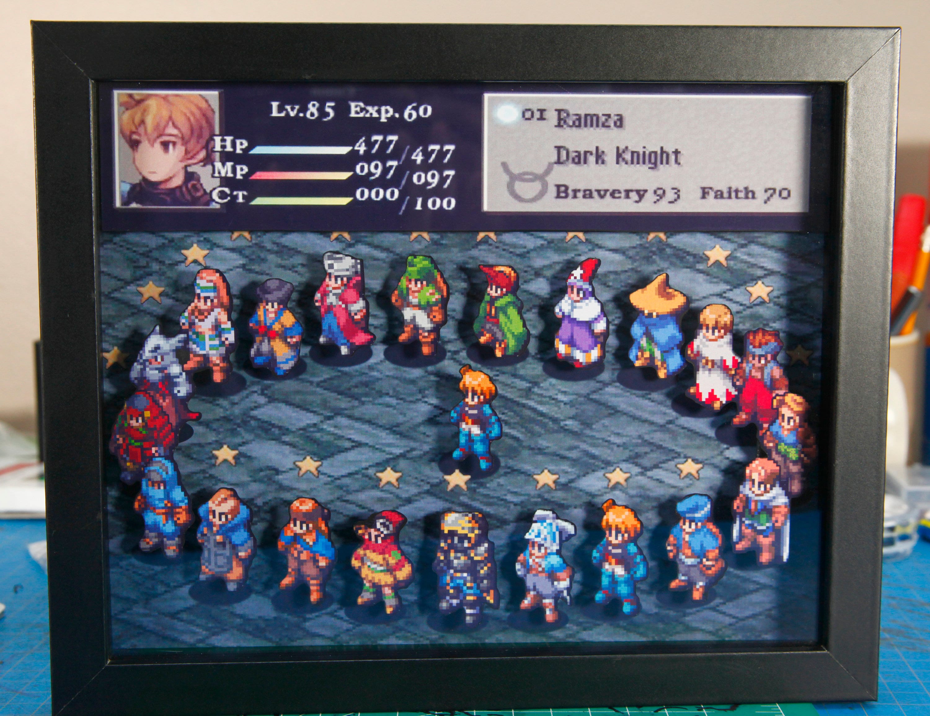 Final Fantasy Tactics 3D Shadow Box + sticker bundle • Handmade Diorama • Handmade Gift • Video game Art •  Video game Gifts