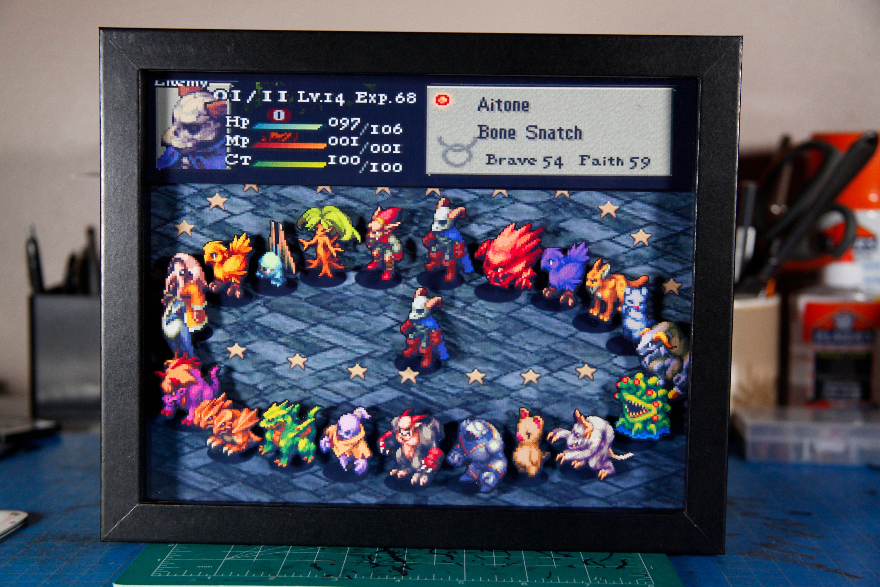 Final Fantasy Tactics Enemies 3D Shadowbox •  Handmade Diorama • Handmade Gift • Video game Art • Video game Gifts •