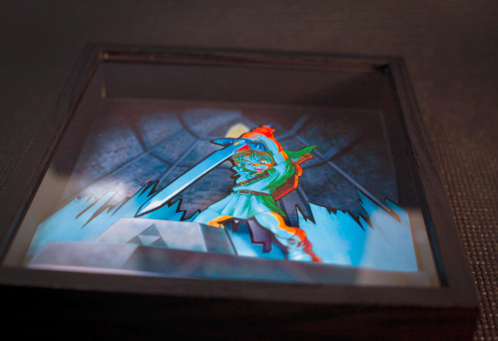 The Legend of Zelda: Ocarina of Time – Temple of Time Sword Pull • 3D Shadow Box • Handmade Gift • Video game Art • Video game Gifts