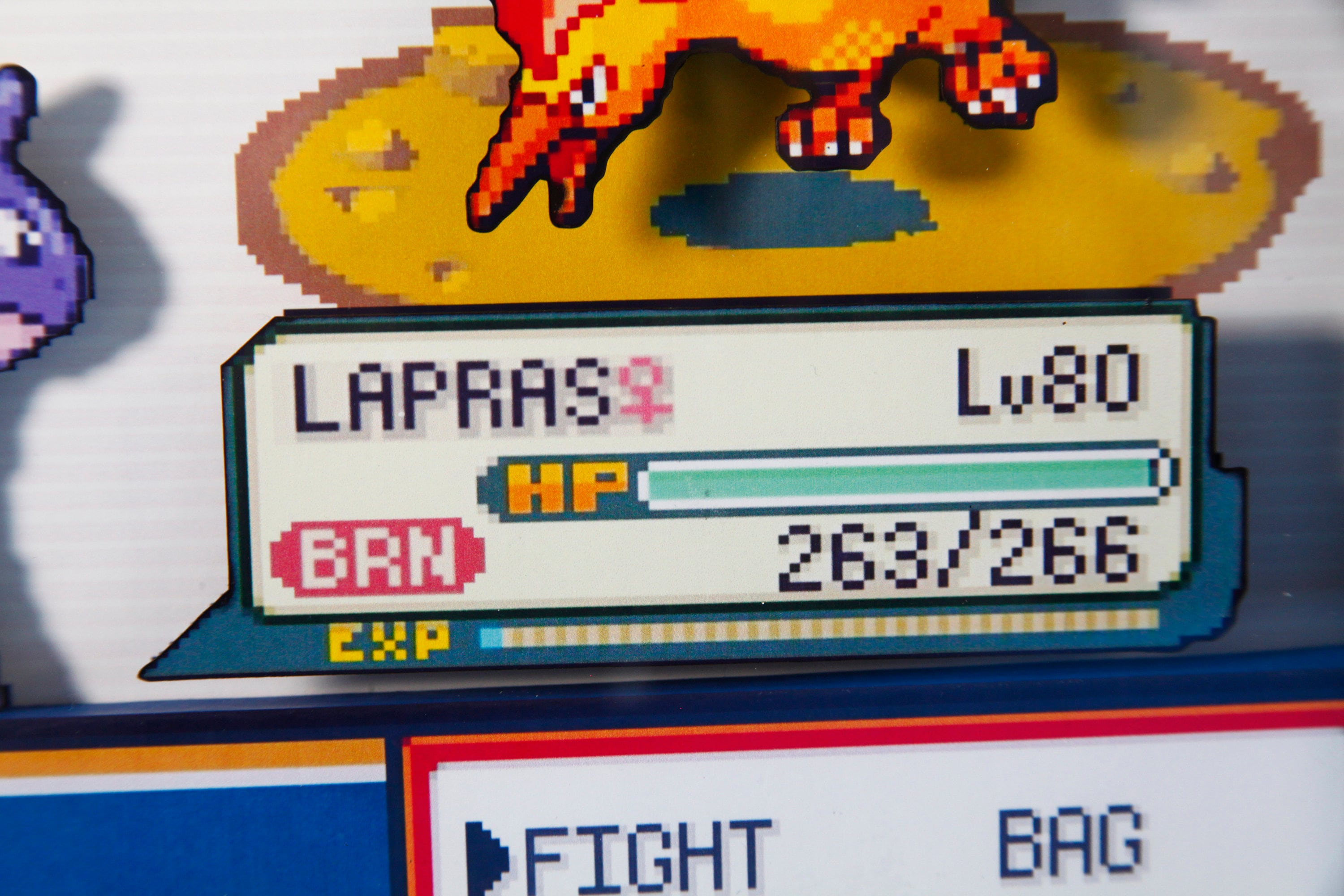Pokemon Lapras vs. Moltres 3d shadow box diorama