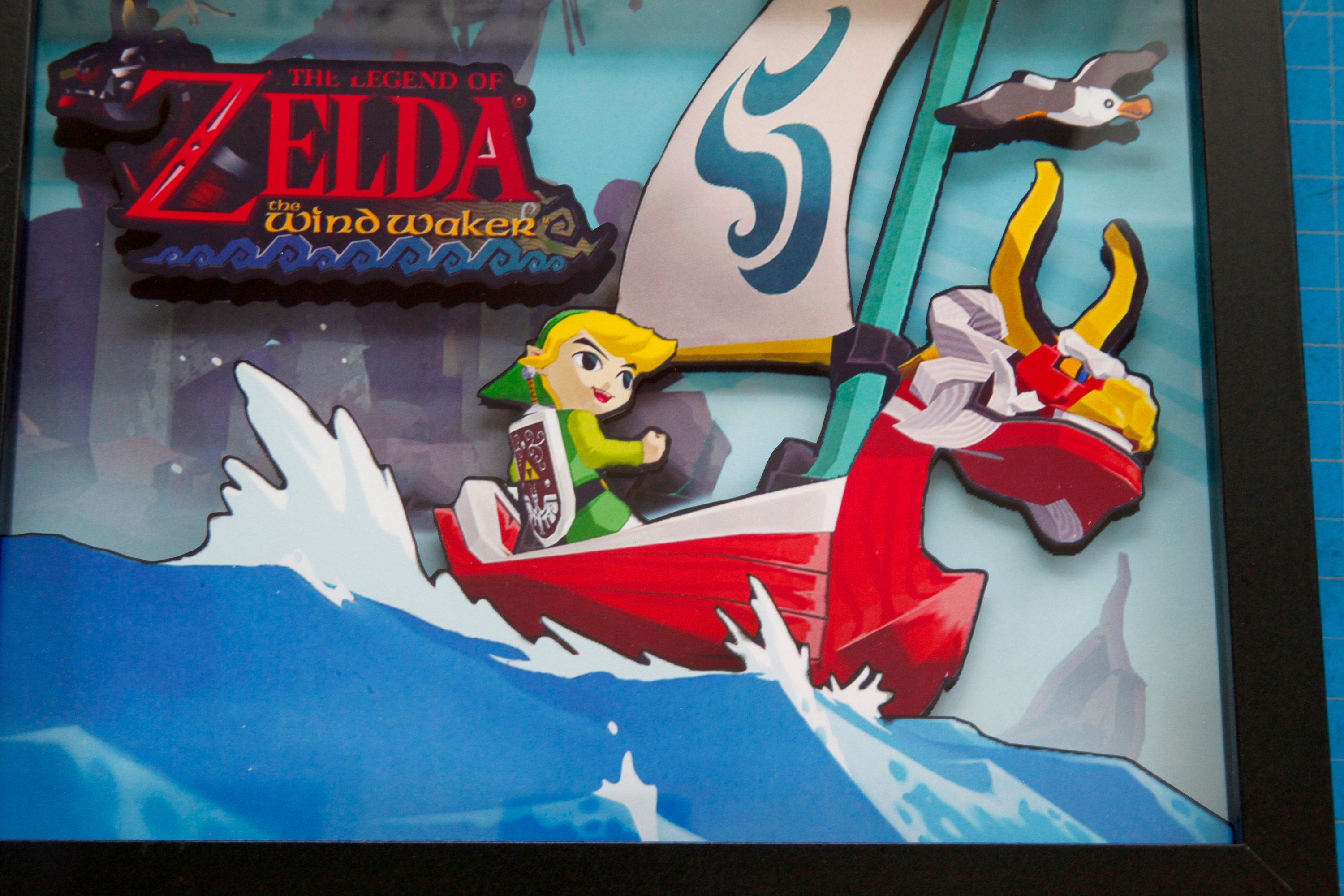 Legend of Zelda, Windwaker, 3D shadow box, video game decor, gaming art, collector's item
