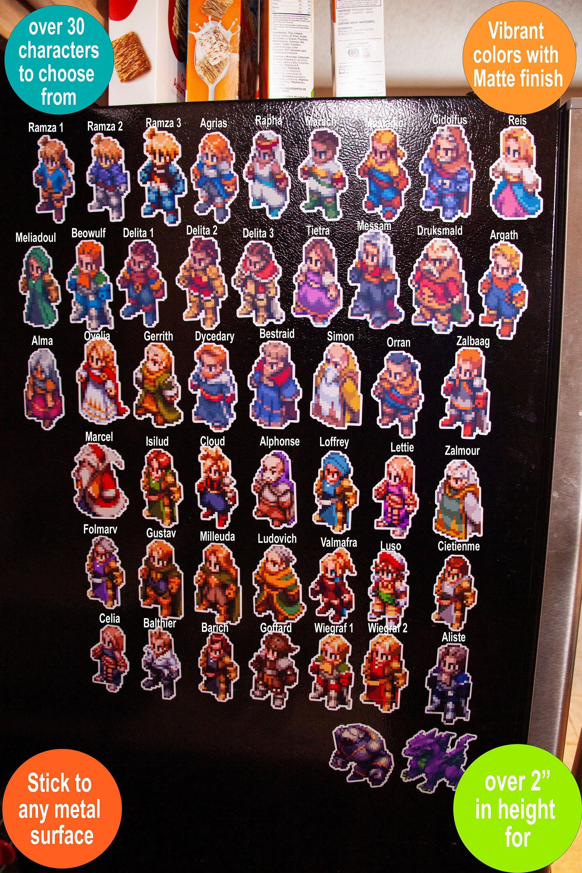 Videogame Refrigerator Magnets | Final Fantasy Tactics magnets Main Characters