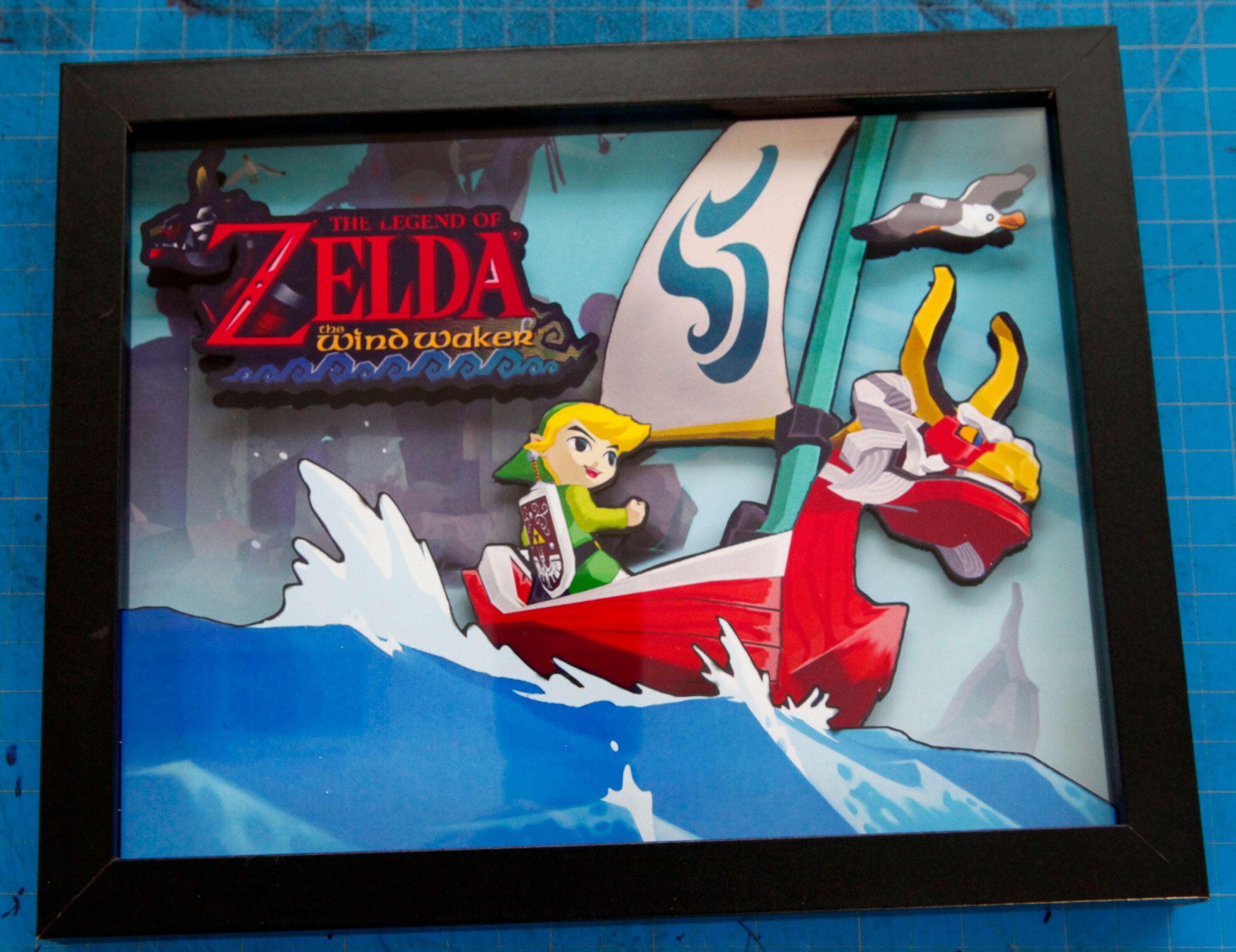 Legend of Zelda, Windwaker, 3D shadow box, video game decor, gaming art, collector's item