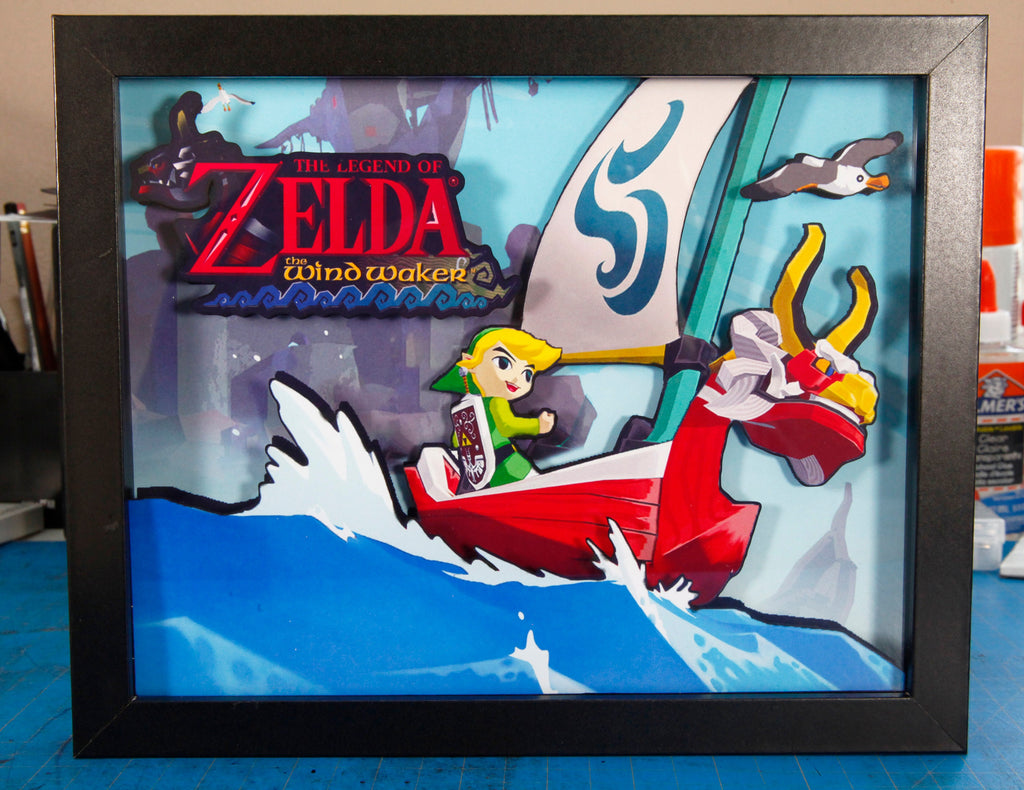 Legend of Zelda, Windwaker, 3D shadow box, video game decor, gaming art, collector's item