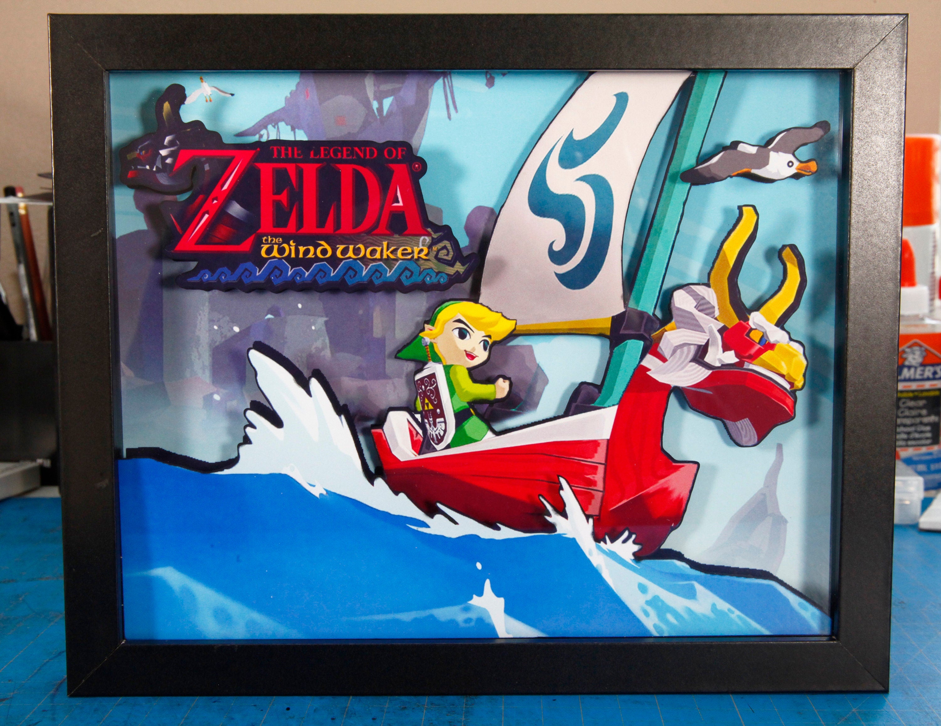 Legend of Zelda, Windwaker, 3D shadow box, video game decor, gaming art, collector's item