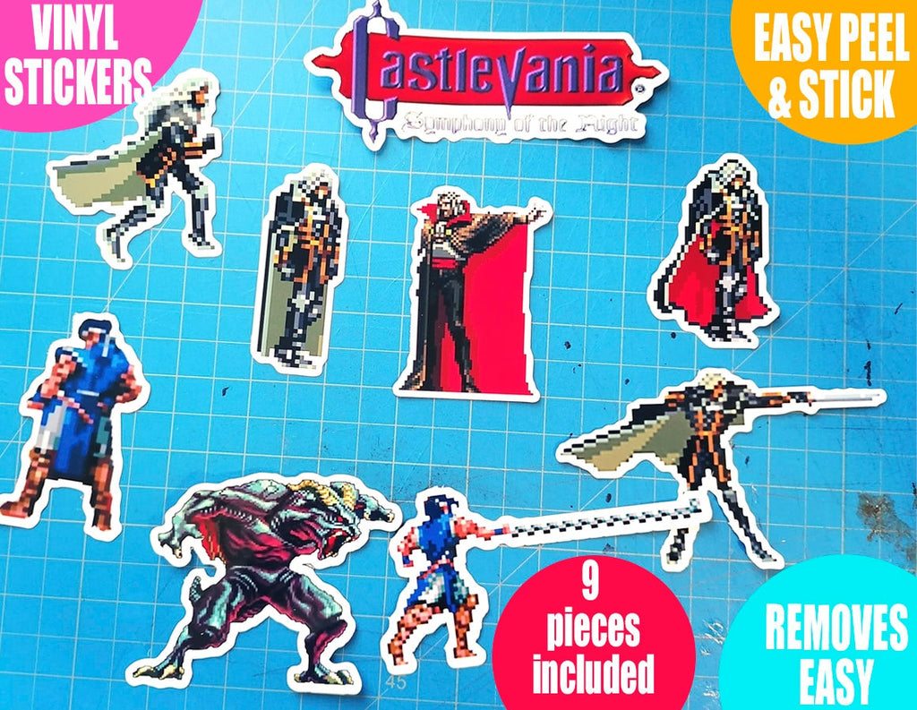 Castlevania Video game stickers for Gamers | Handmade Wall Art | Unique Gaming Gift | Retro Video Game Decor | Gaming Room | Classic Games