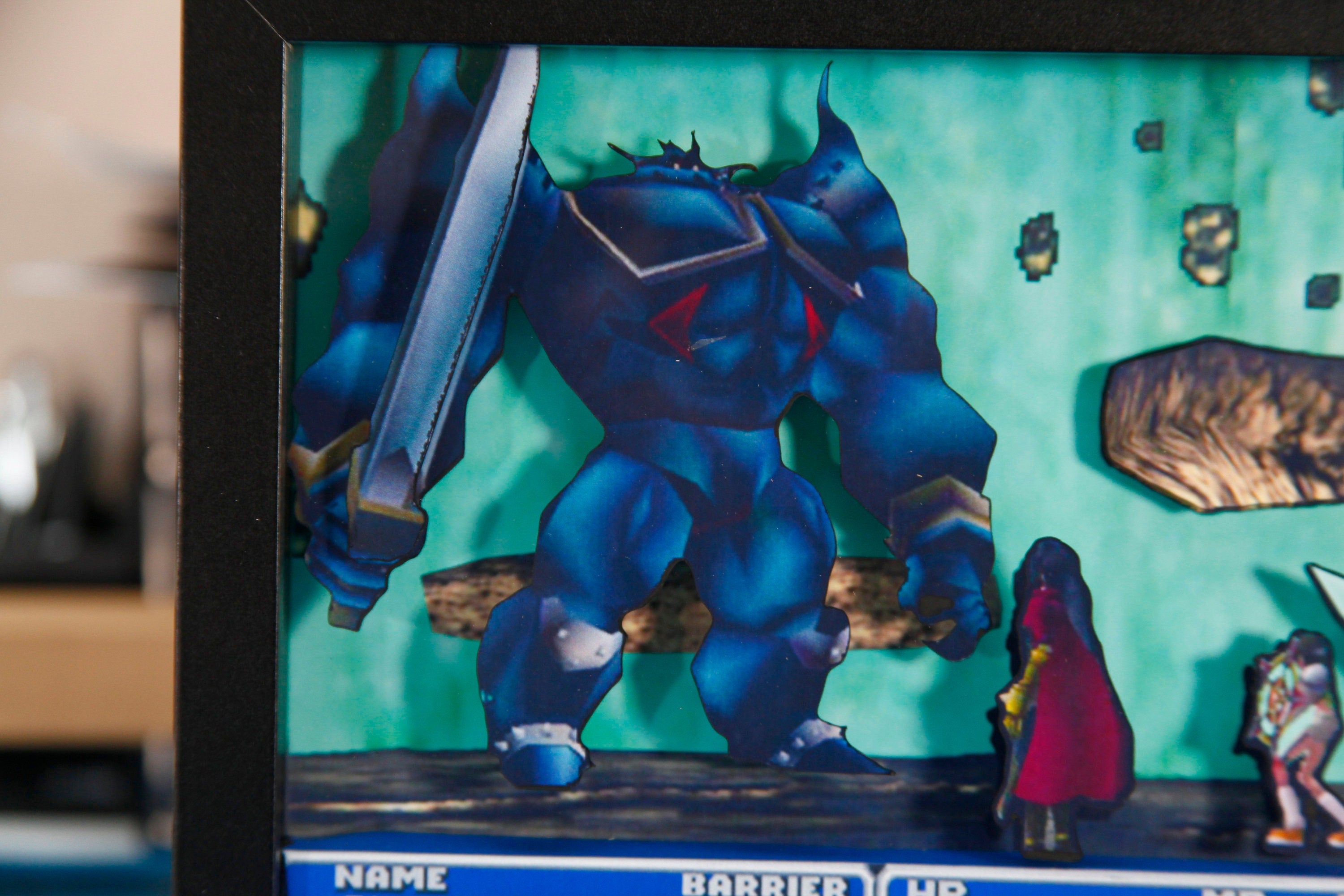 Final Fantasy VII Boss Battle - 3D Shadow Box for Gamers | Handmade Wall Art | Unique Gaming Gift | Retro Video Game Decor
