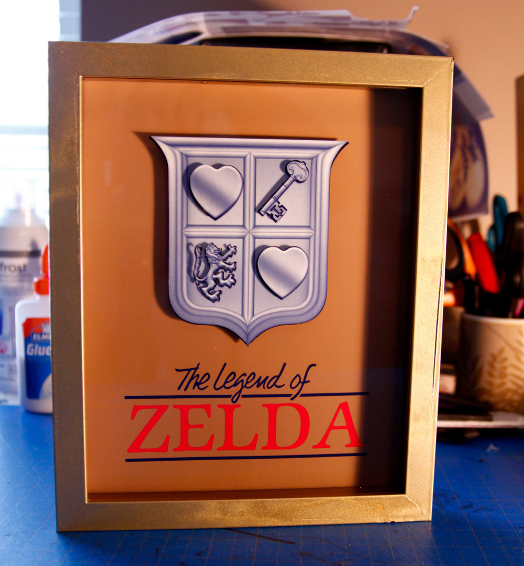 Legend of Zelda Nes Gold Videogame Shadowbox