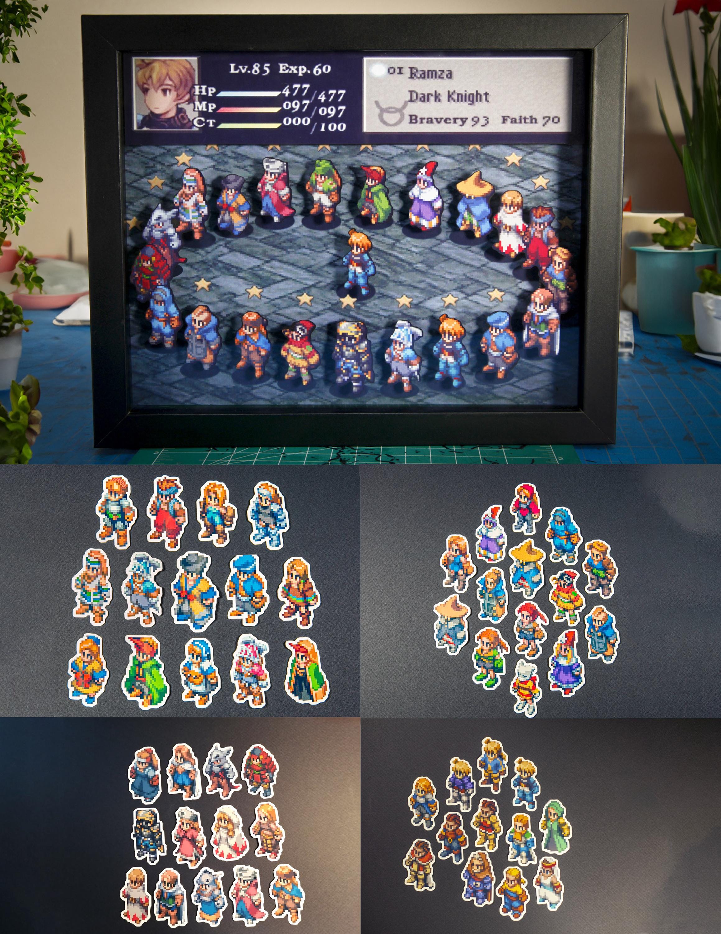 Final Fantasy Tactics 3D Shadow Box + sticker bundle • Handmade Diorama • Handmade Gift • Video game Art •  Video game Gifts