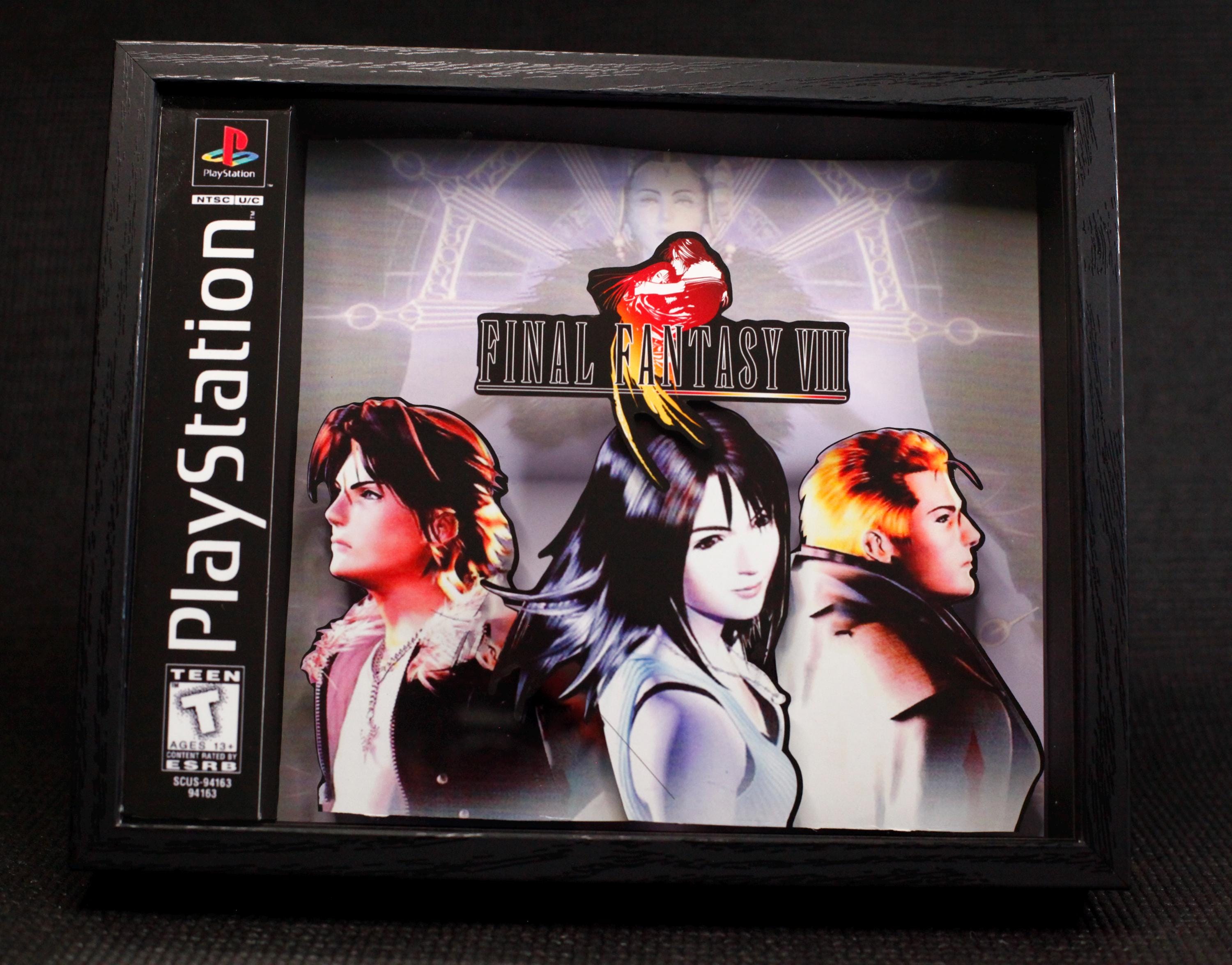Final Fantasy VIII Cover Art- 3D Shadow Box for Gamers | Handmade Wall Art | Unique Gaming Gift | Retro Video Game Decor