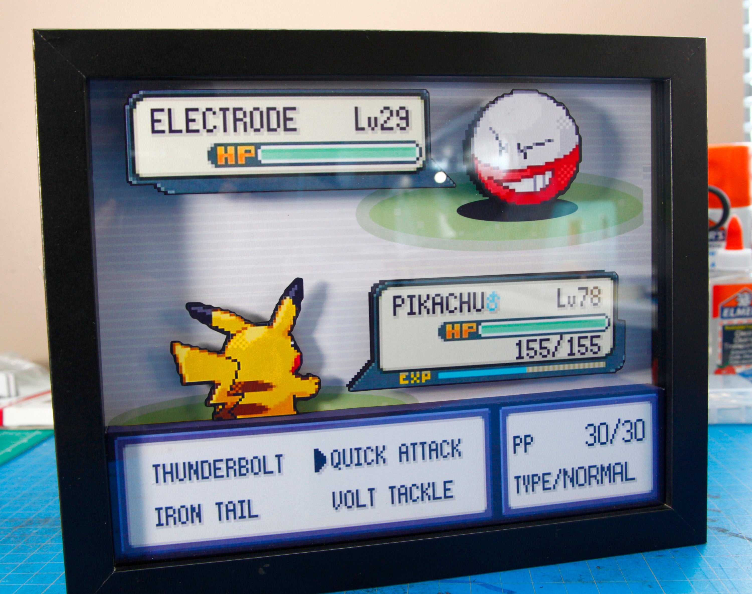Pokemon Pikachu vs. Electrode 3d shadow box diorama