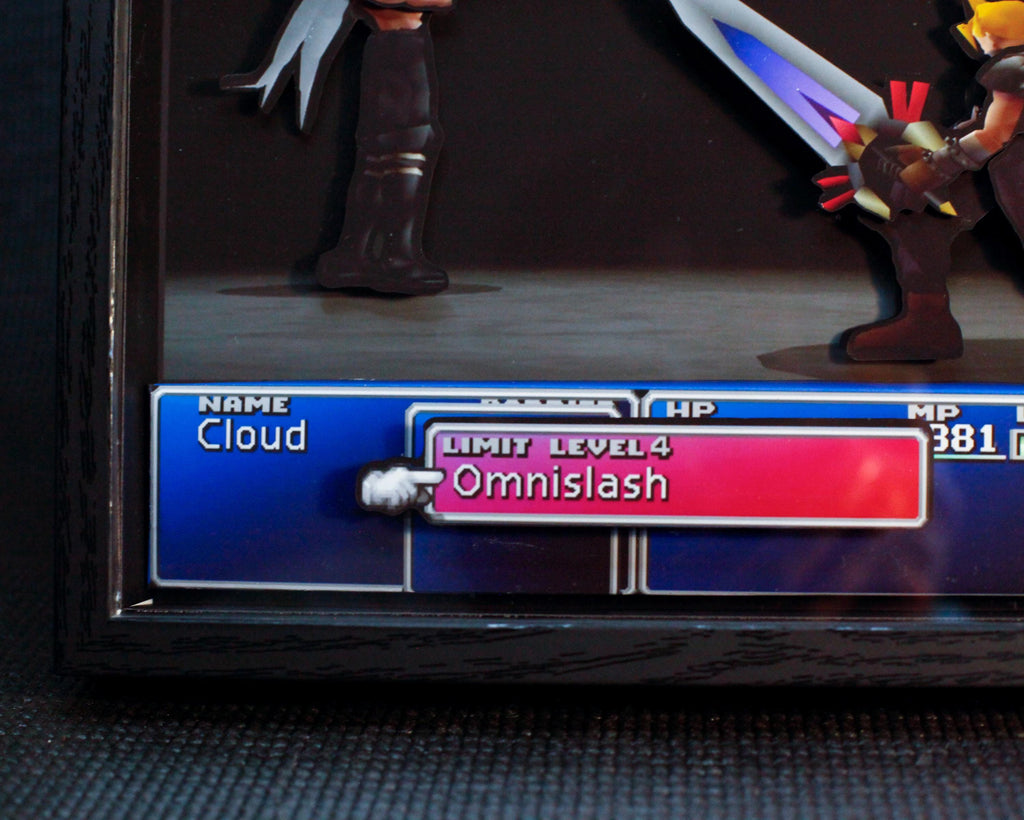 Final Fantasy VII Cloud vs. Sephiroth: Omnislash 3D Shadow Box•  Handmade Diorama • Handmade Gift • Video game Art • Video game Gifts