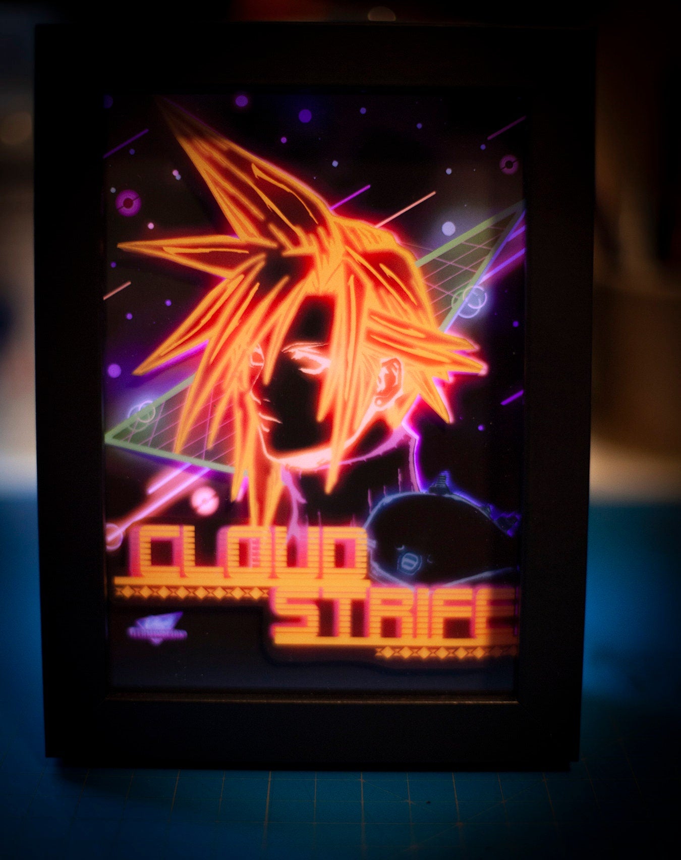 Final Fantasy 7 Cloud, LED Shadowbox Diorama