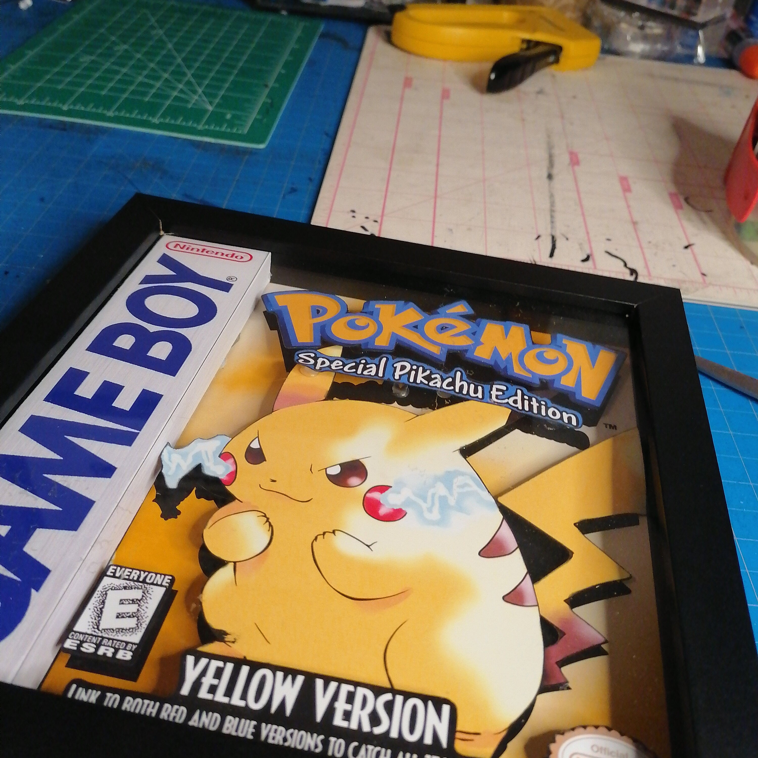 Pikachu 3D Shadow box Pokemon  Art Diorama
