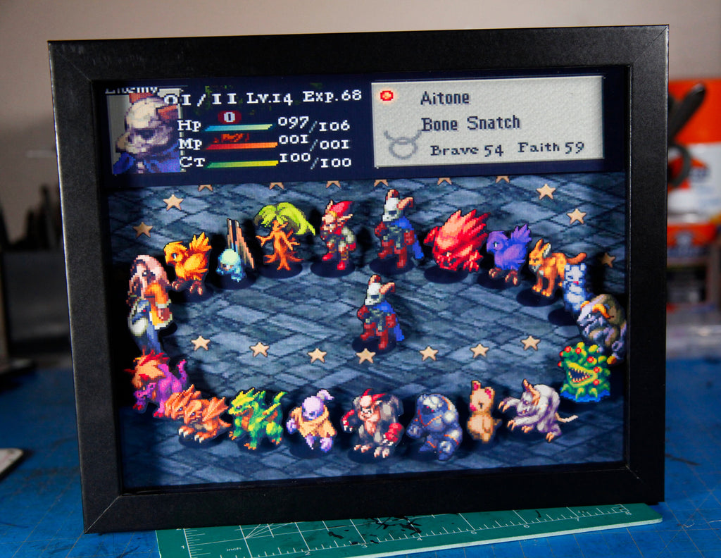Final Fantasy Tactics Enemies 3D Shadowbox •  Handmade Diorama • Handmade Gift • Video game Art • Video game Gifts •