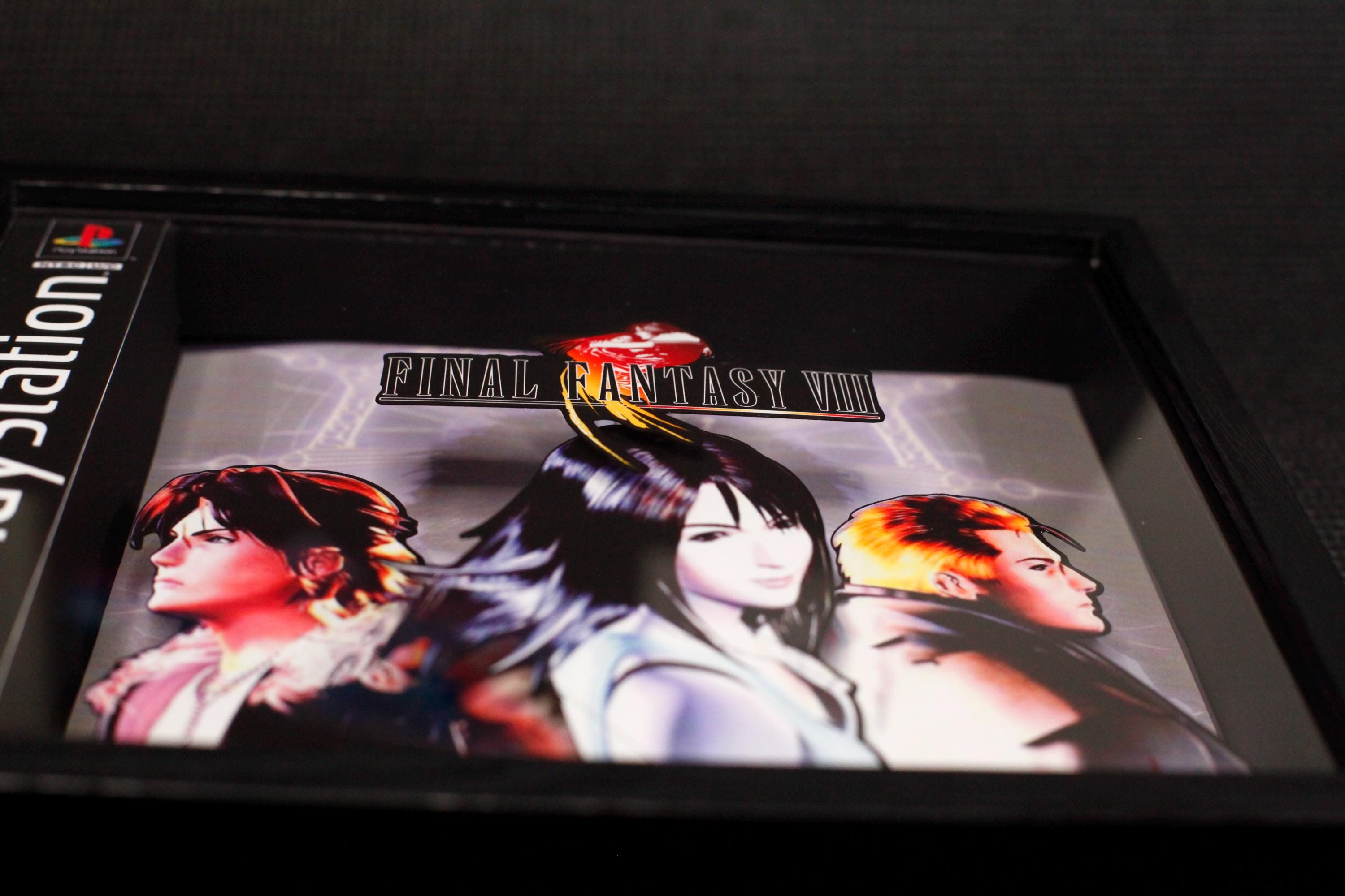 Final Fantasy VIII Cover Art- 3D Shadow Box for Gamers | Handmade Wall Art | Unique Gaming Gift | Retro Video Game Decor