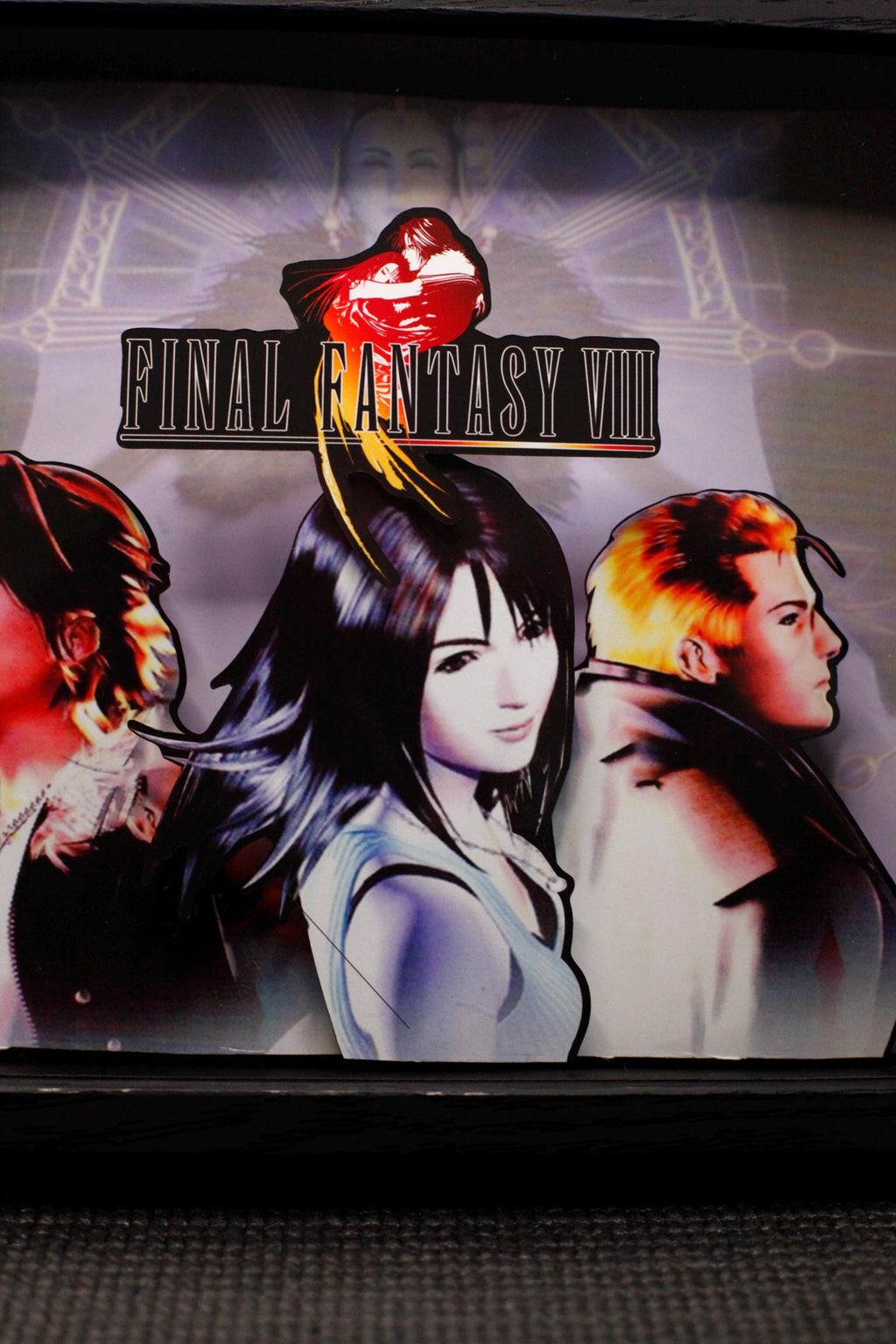 Final Fantasy VIII Cover Art- 3D Shadow Box for Gamers | Handmade Wall Art | Unique Gaming Gift | Retro Video Game Decor
