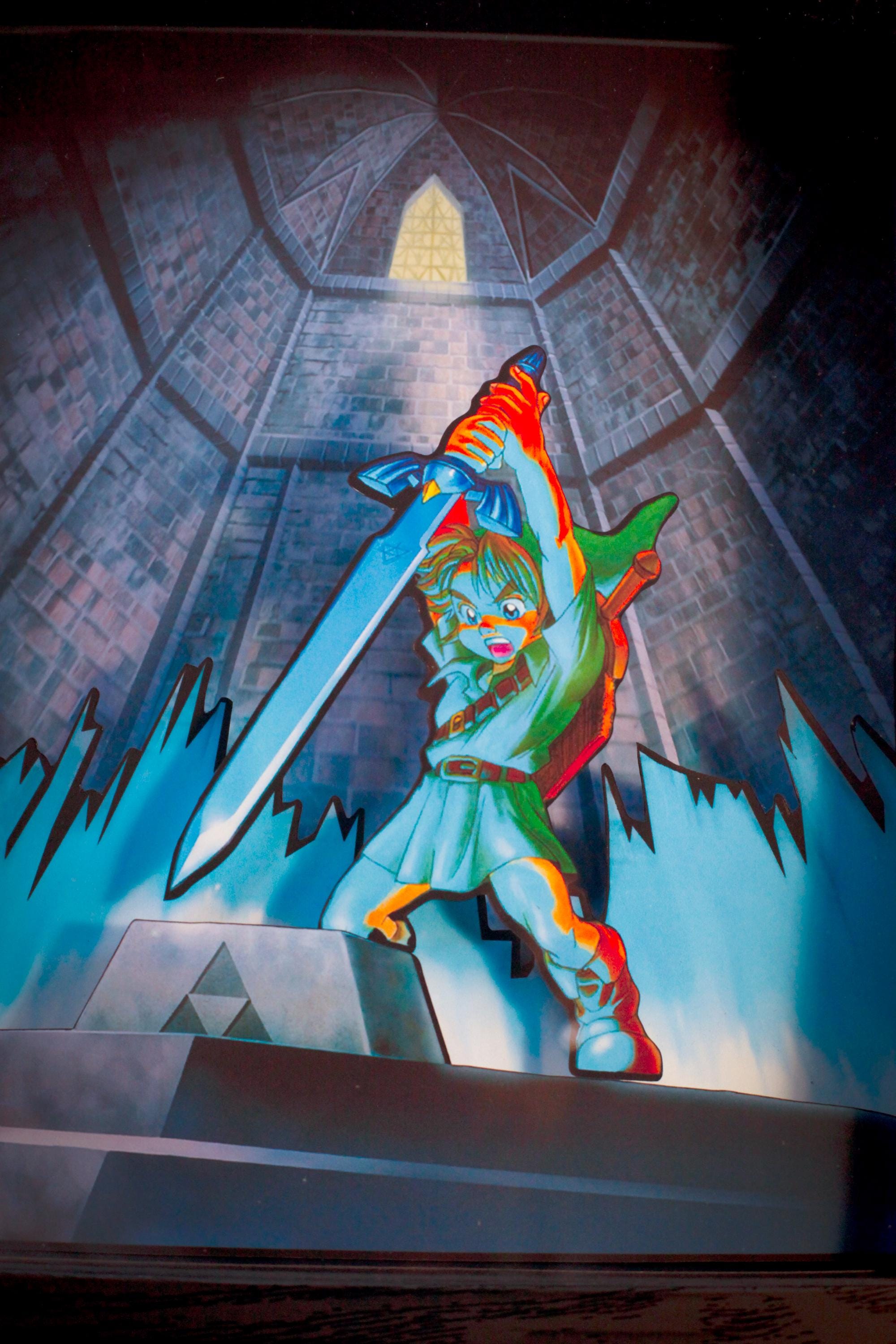 The Legend of Zelda: Ocarina of Time – Temple of Time Sword Pull • 3D Shadow Box • Handmade Gift • Video game Art • Video game Gifts