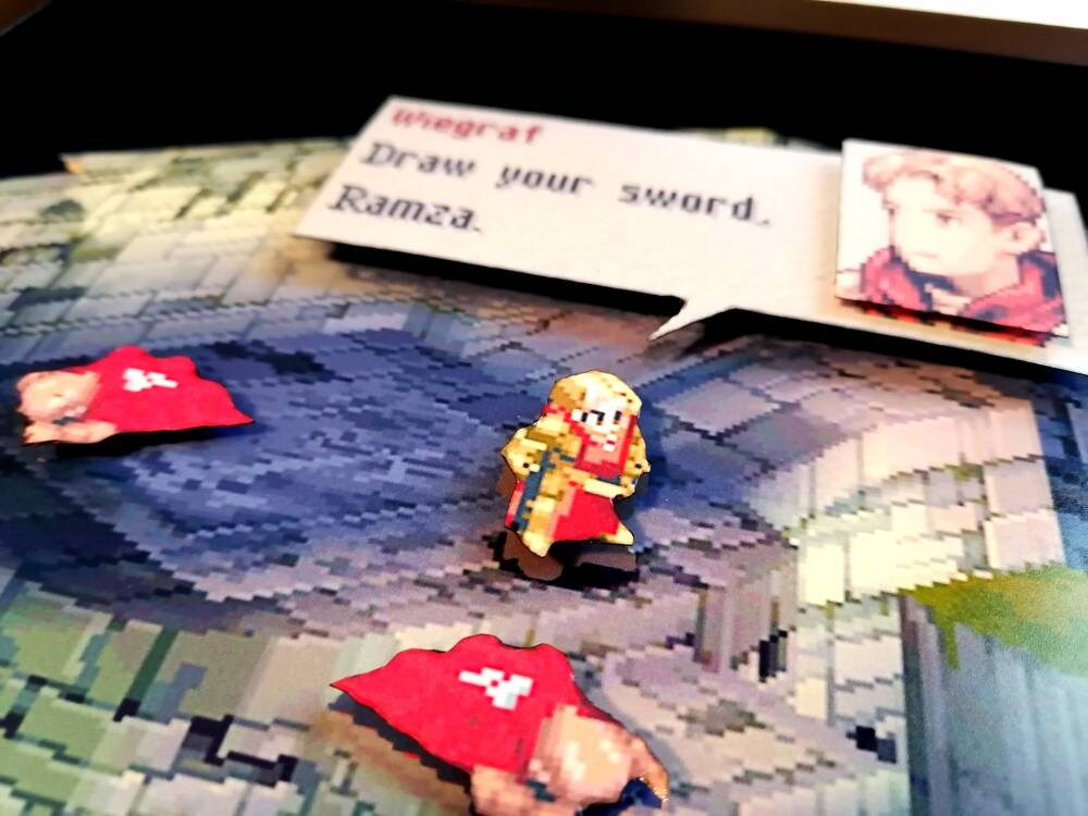Final Fantasy Tactics Ramza vs Wiegraf Battle 3D Shadowbox Diorama | gifts for him| Gifts for her | birthday | Christmas|