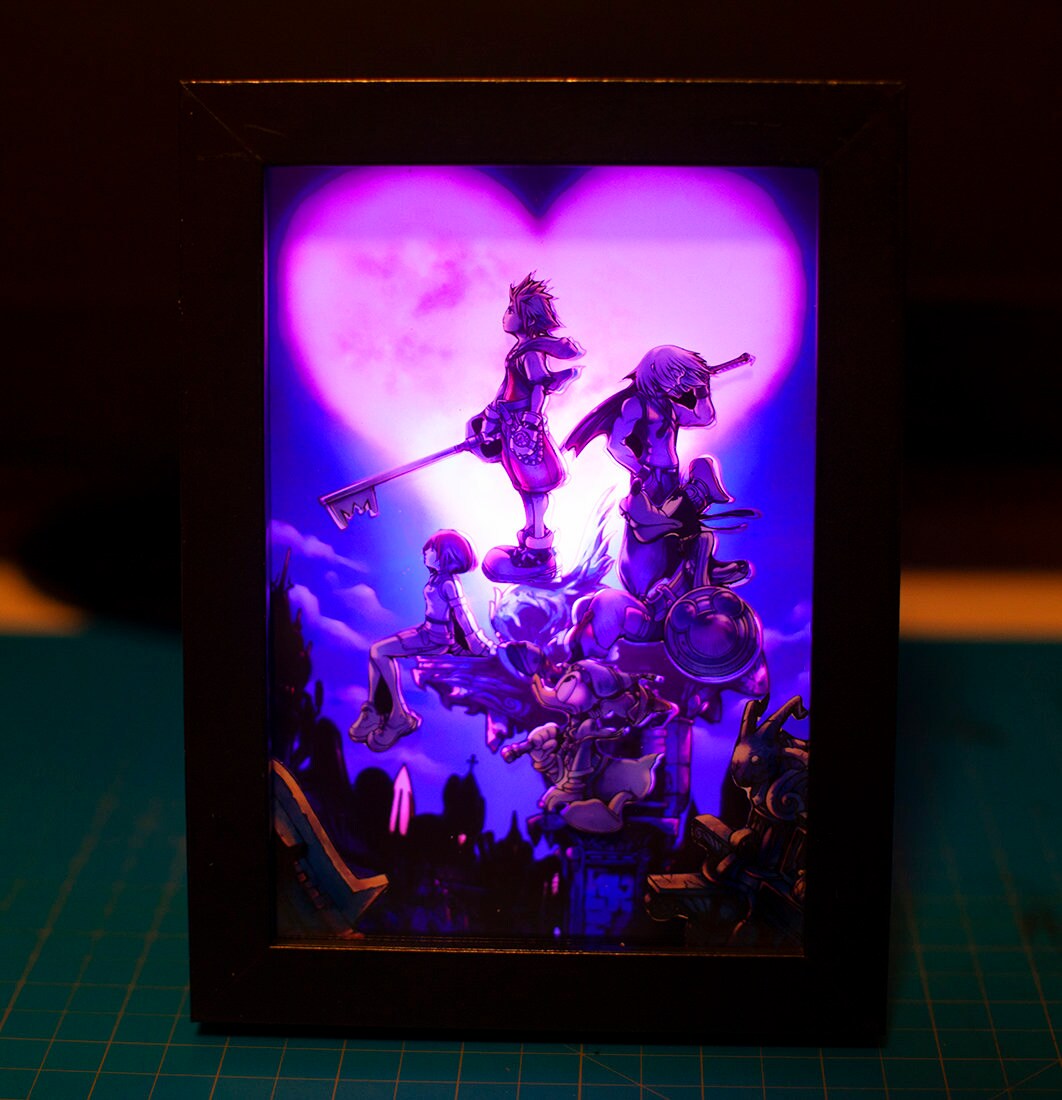 Kingdom Hearts Shadowbox Diorama Video game Night light, Video game Lightbox, Amazing gift for birthday, Christmas, Shade Lamp